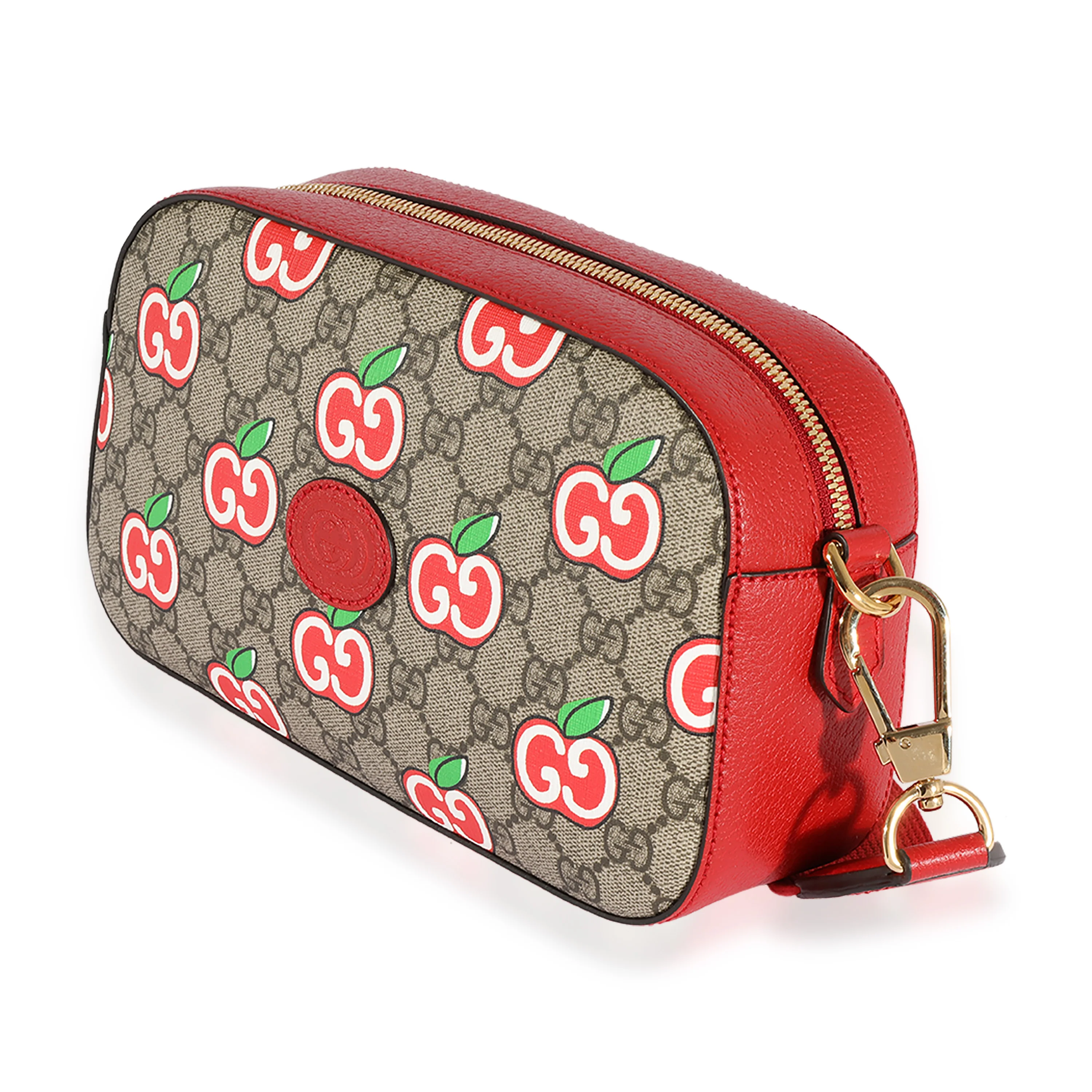 Gucci GG Supreme & Red Leather Apple Shoulder Bag - Image 2