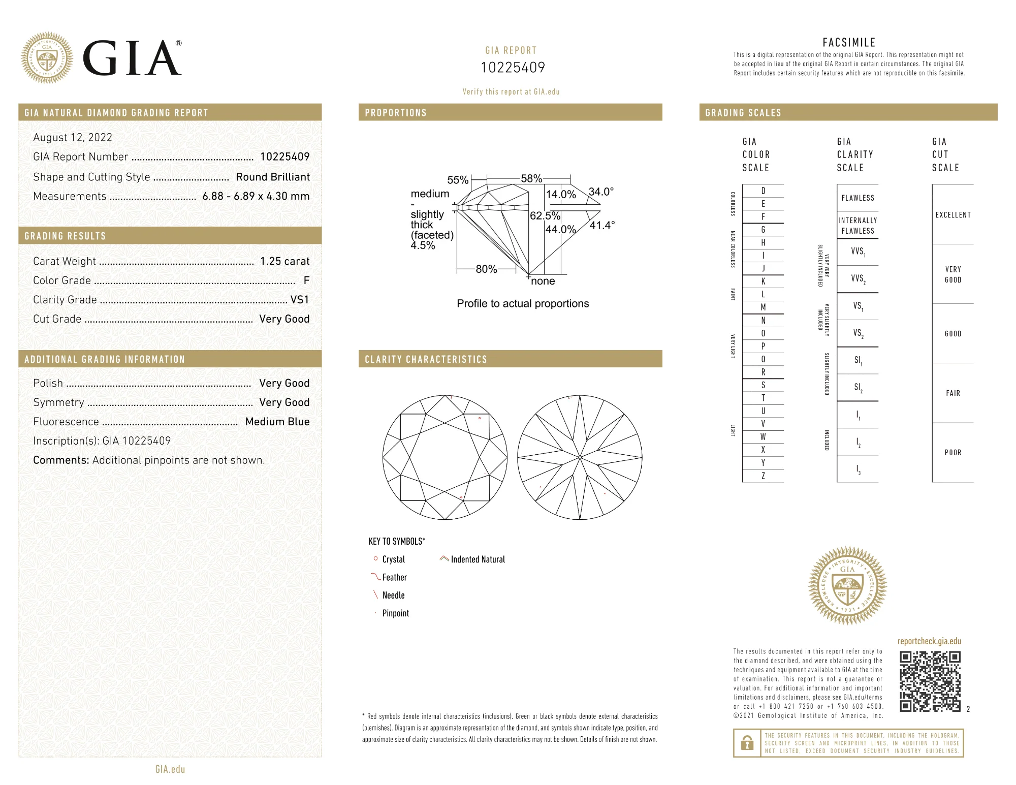 GIA Certified 1.25 Ct Round cut F VS1 Loose Diamond - Image 2