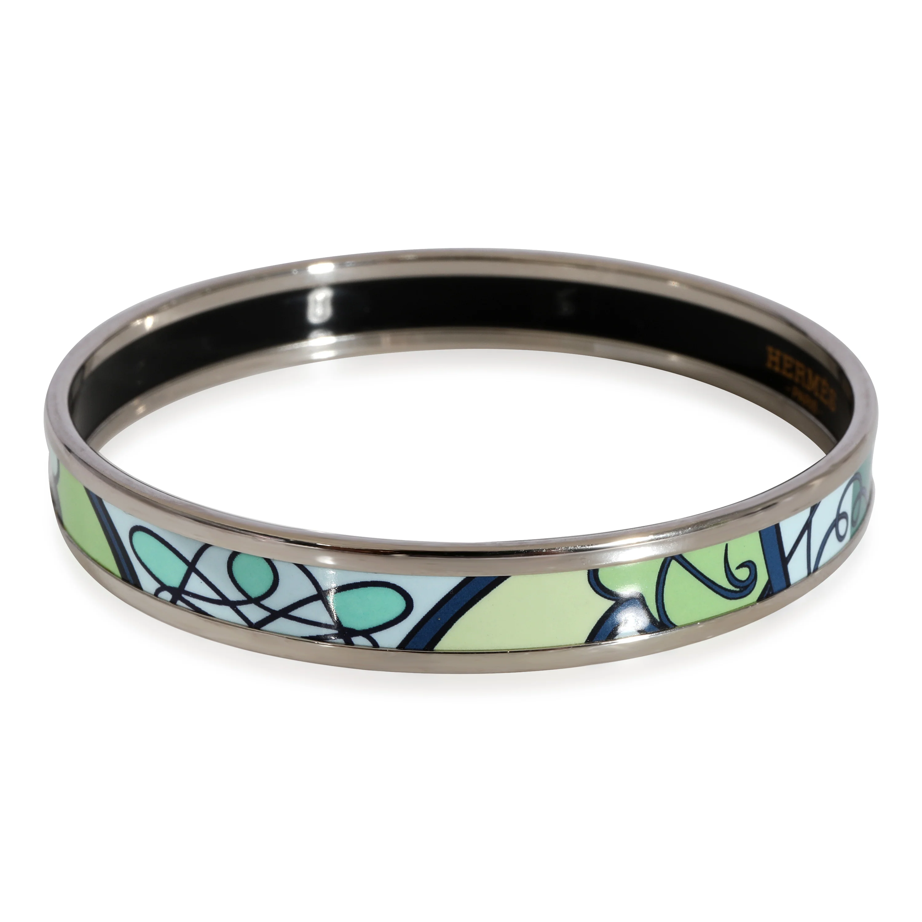Hermès Plated Fouet de Cheval Blue-Green Narrow Enamel Bangle (59MM) - Image 2