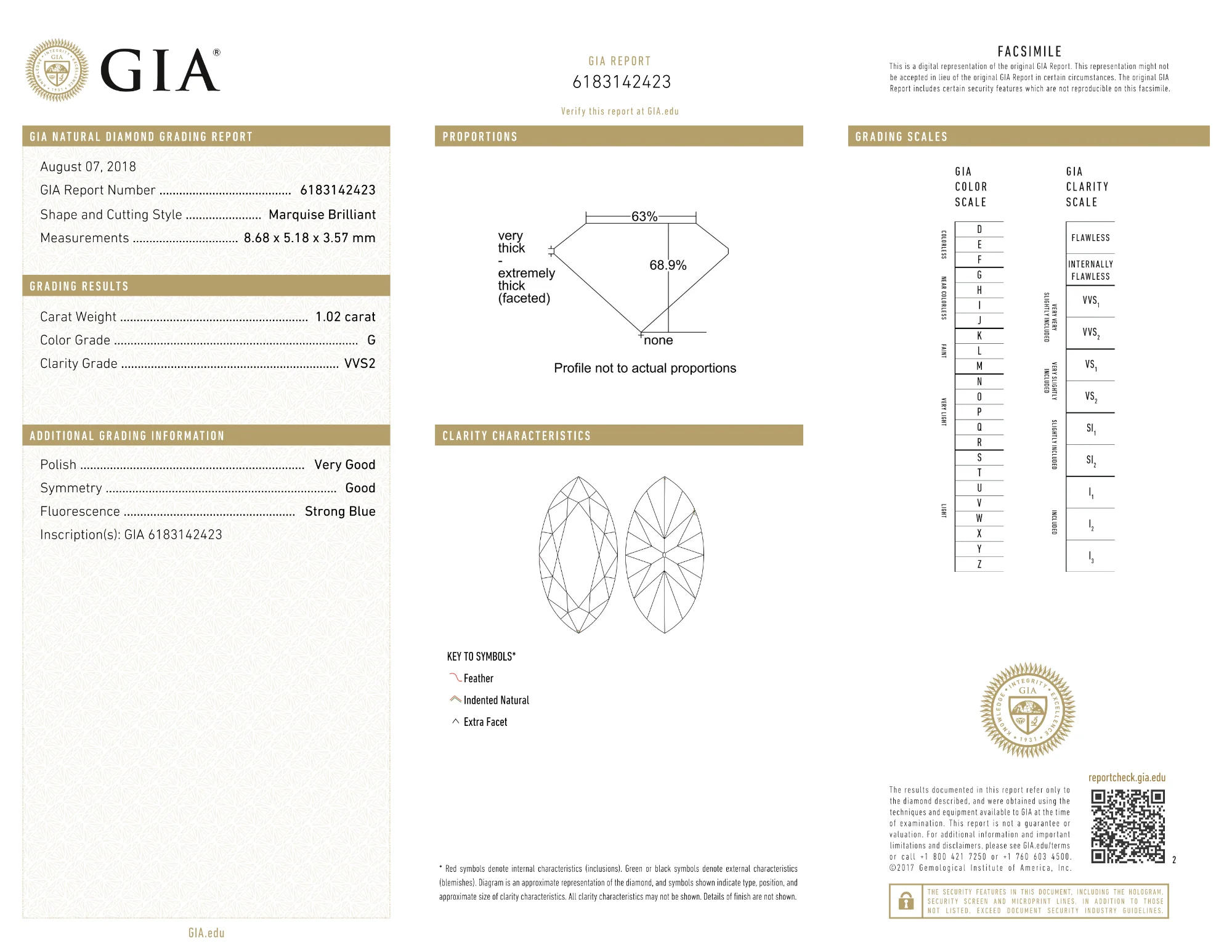 GIA Certified 1.02 Ct Marquise cut G VVS2 Loose Diamond - Image 2