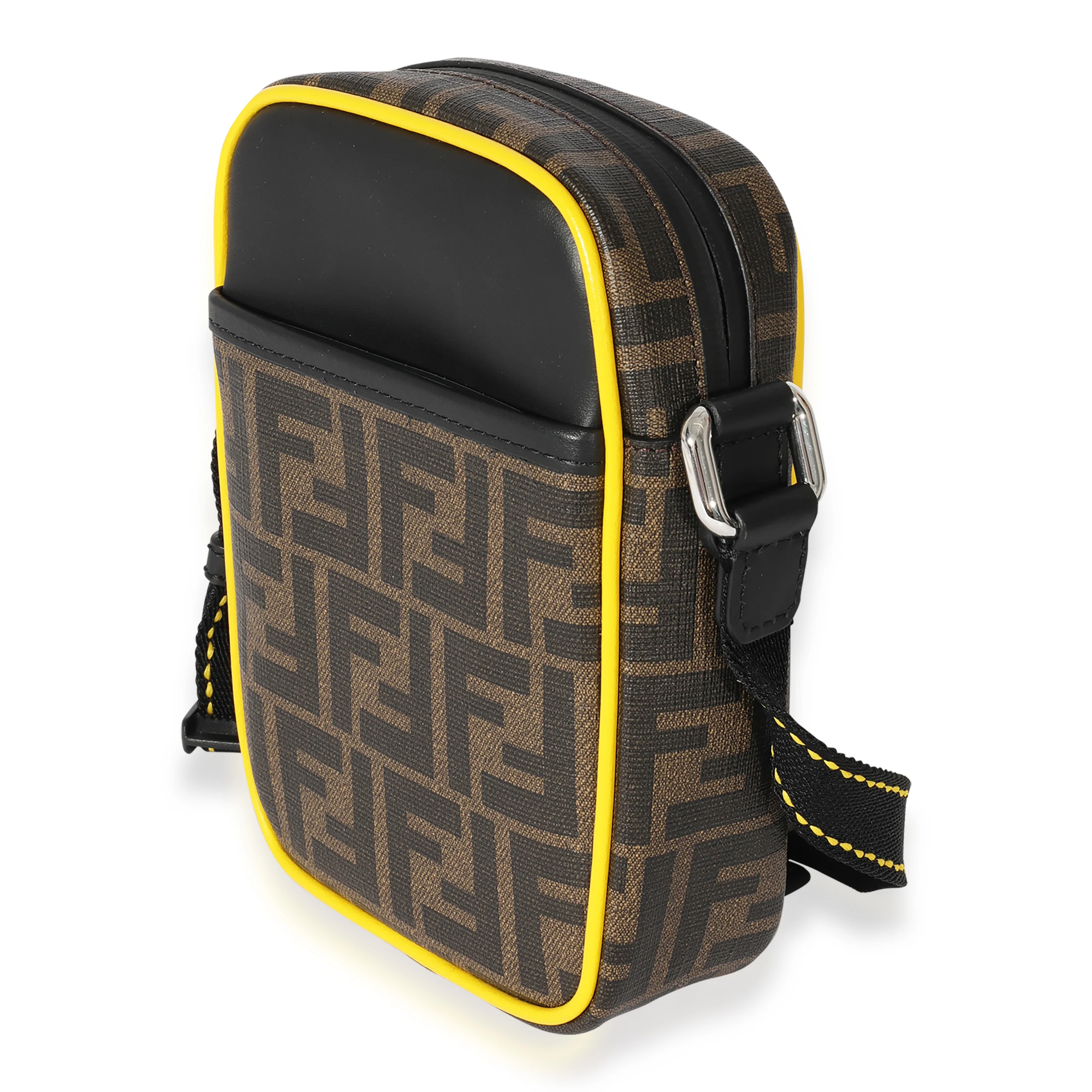 Fendi Brown Zucca & Black Leather Messenger Bag - Image 2