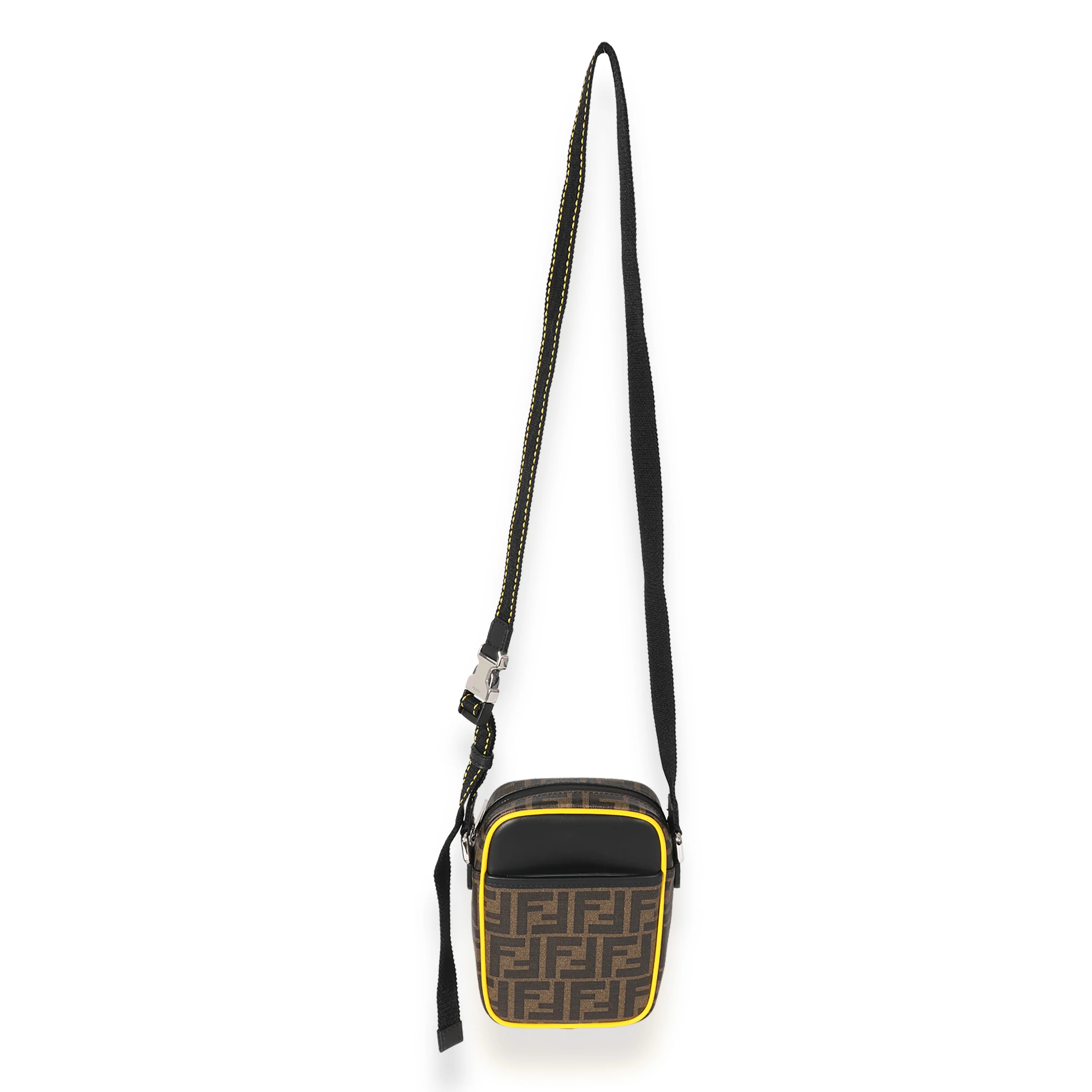 Fendi Brown Zucca & Black Leather Messenger Bag - Image 4