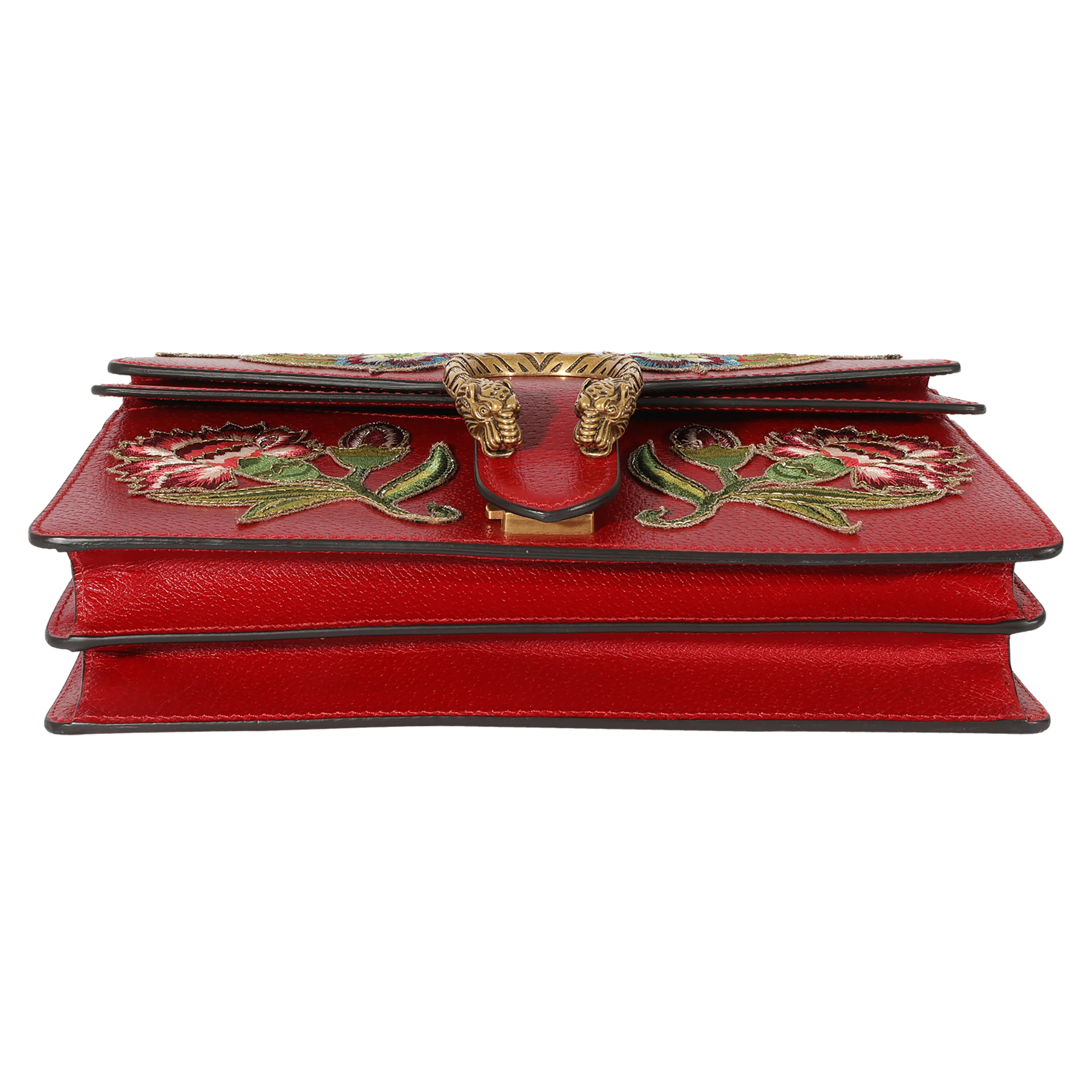 Gucci Red Leather Floral Embroidered Small Dionysus - Image 5