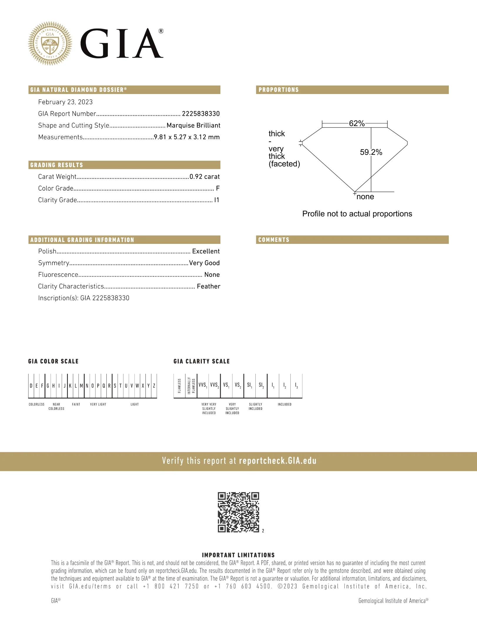 GIA Certified 0.92 Ct Marquise cut F I1 Loose Diamond - Image 2