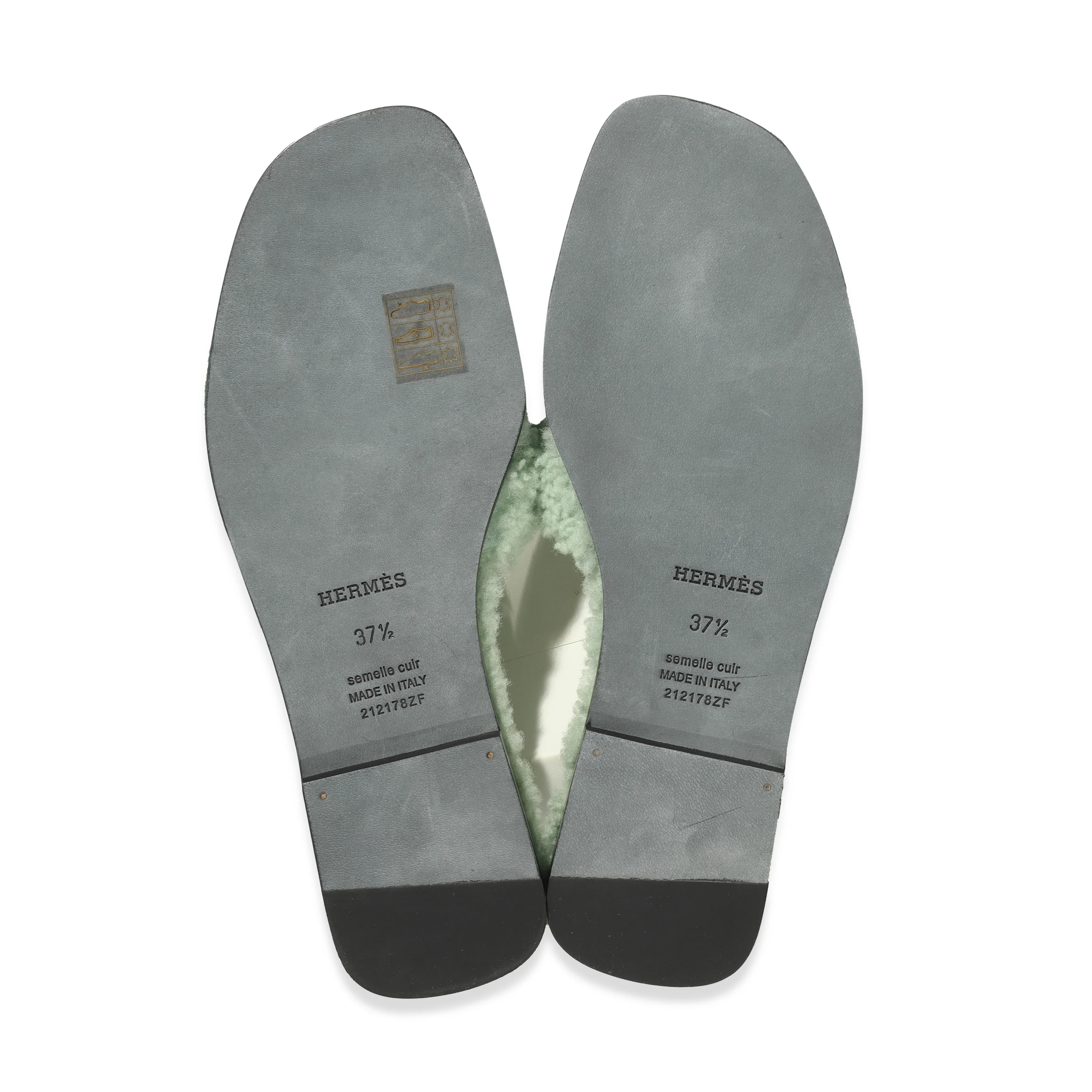 Hermès Shearling Oran Sandal Vert Deau - Image 5