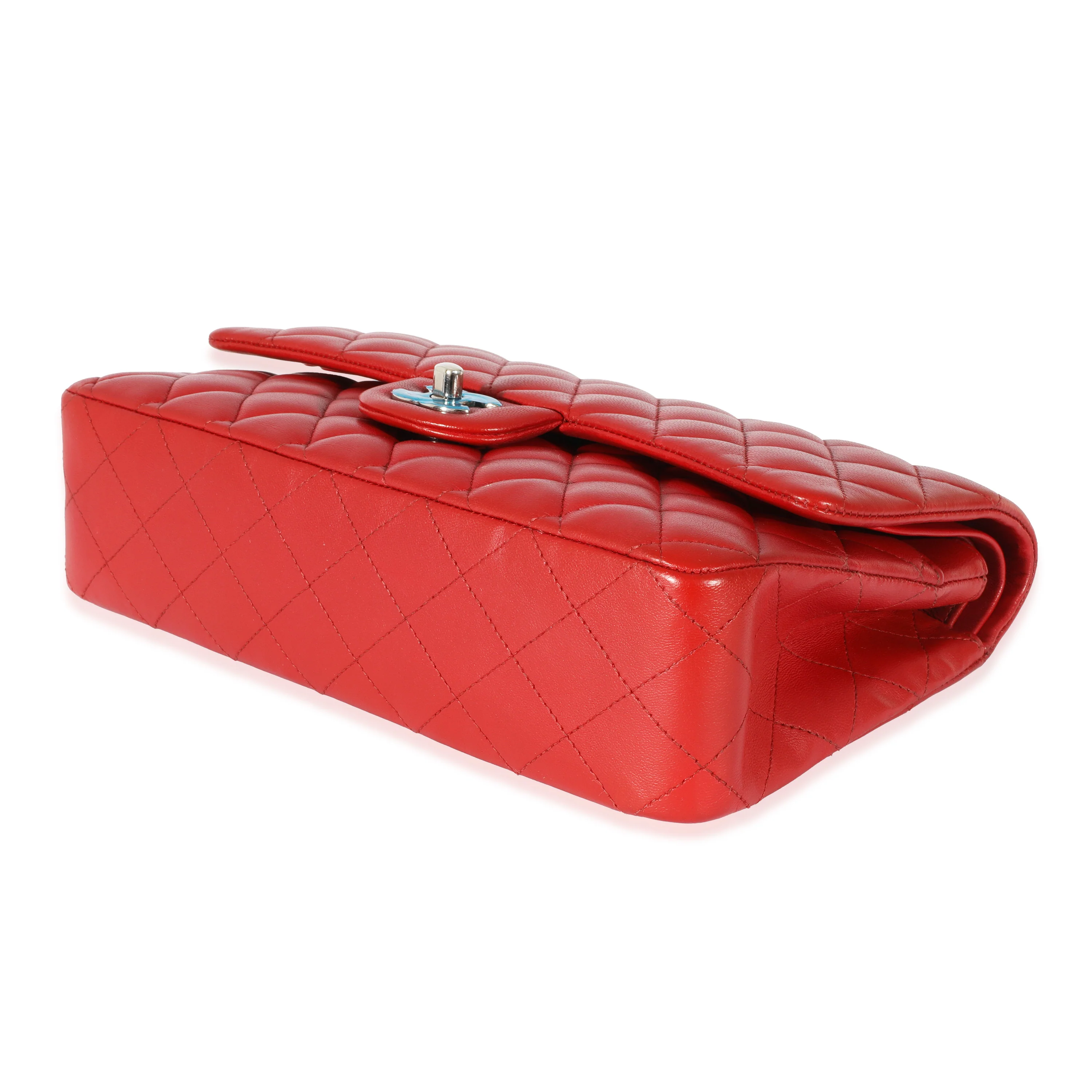 Red Quilted Lambskin Medium Classic Double Flap Bag - Image 7