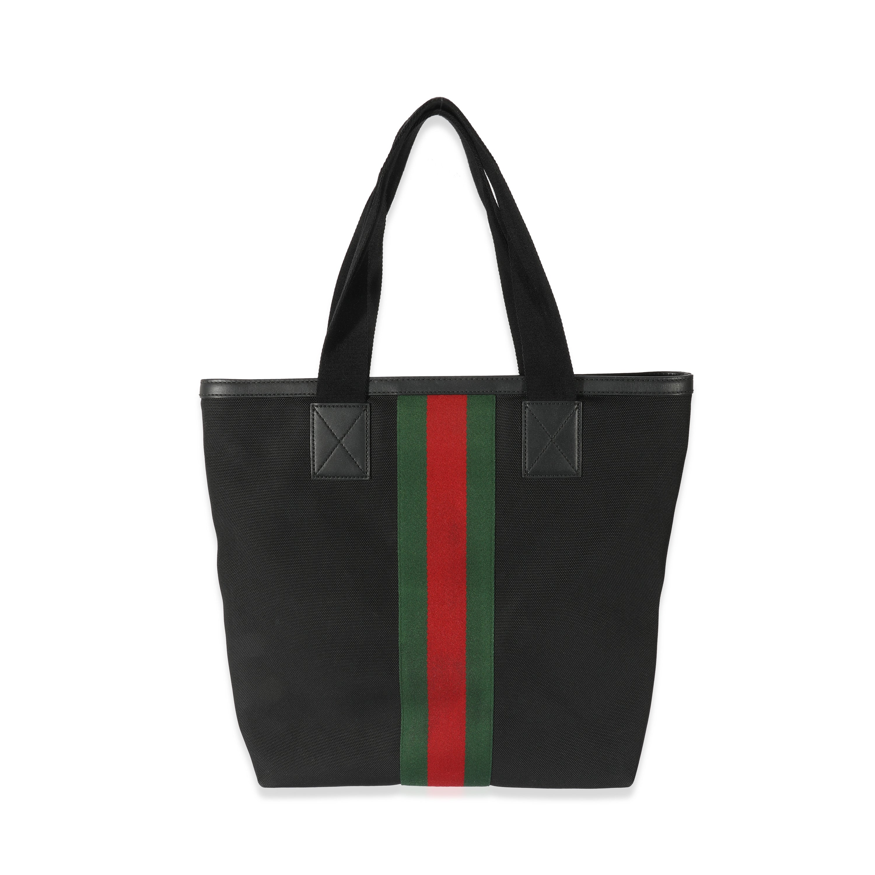 Gucci Black Canvas Techno Web Tote - Image 3