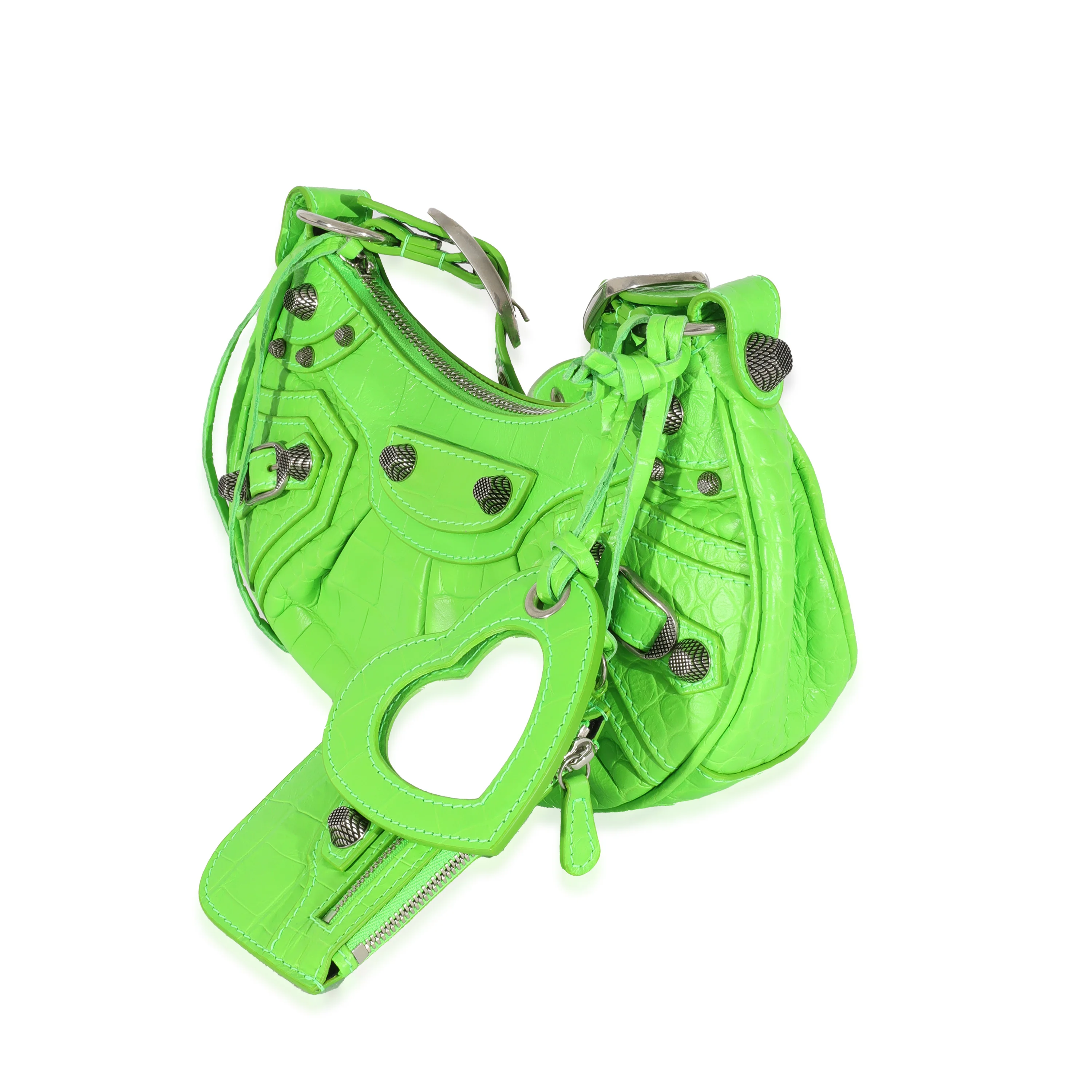 Neon Green Croc Embossed Le Cagole XS - Image 2