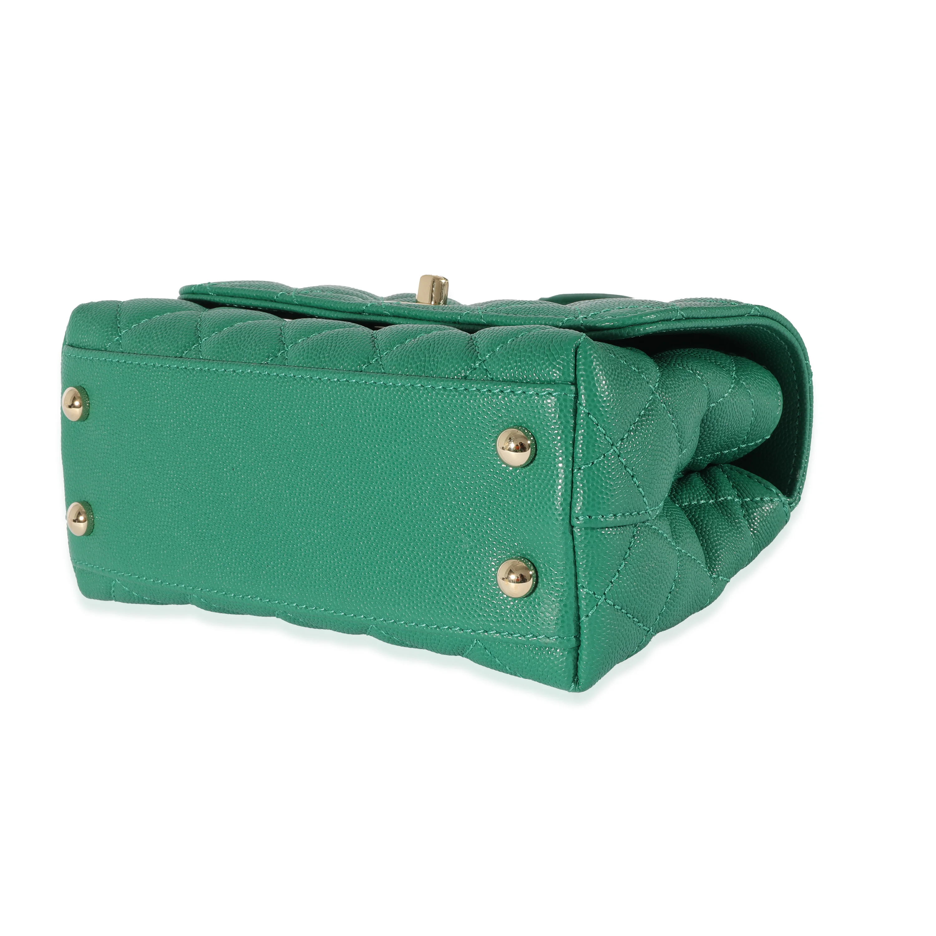 Chanel Green Caviar Mini Coco Top Handle - Image 6