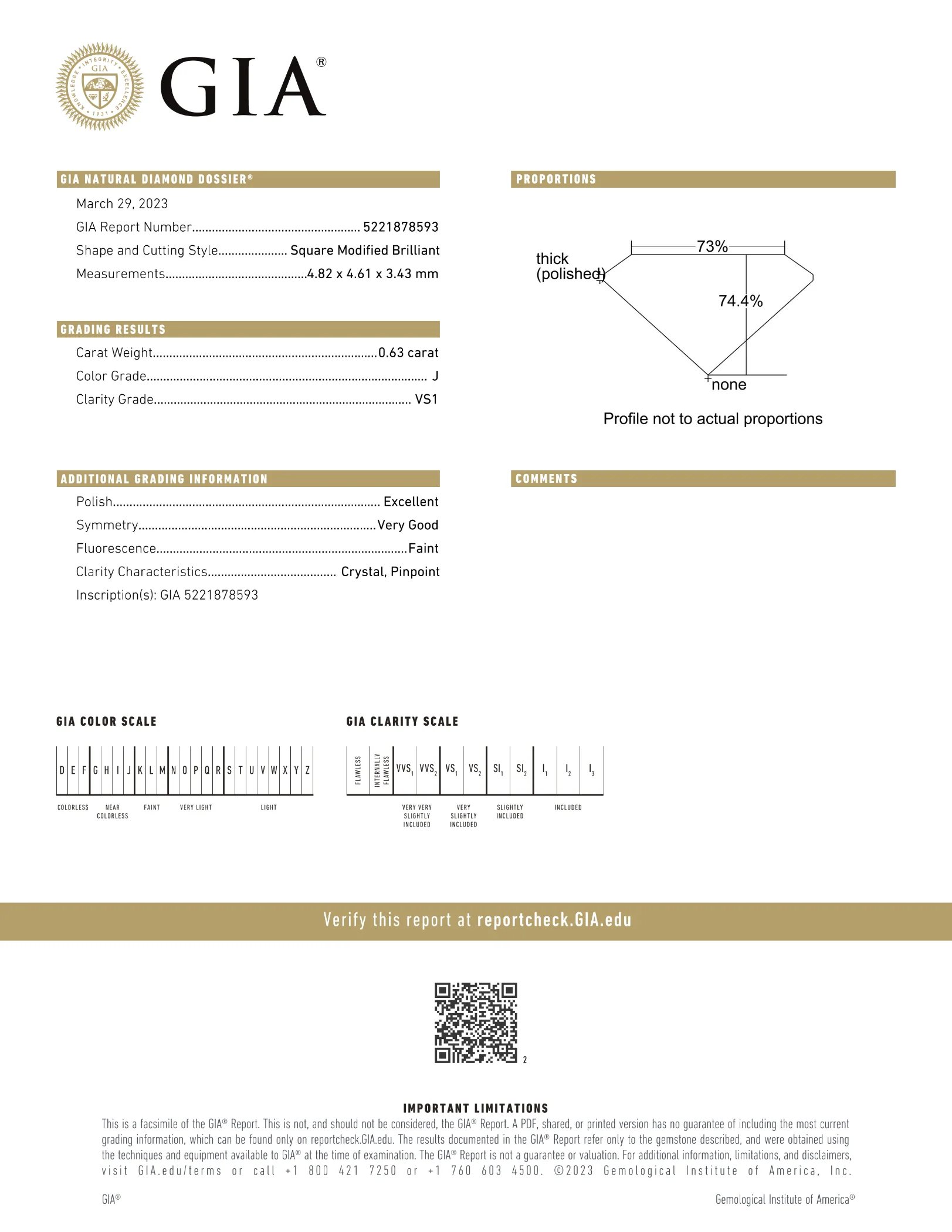 GIA Certified 0.63 Ct Princess cut J VS1 Loose Diamond - Image 2