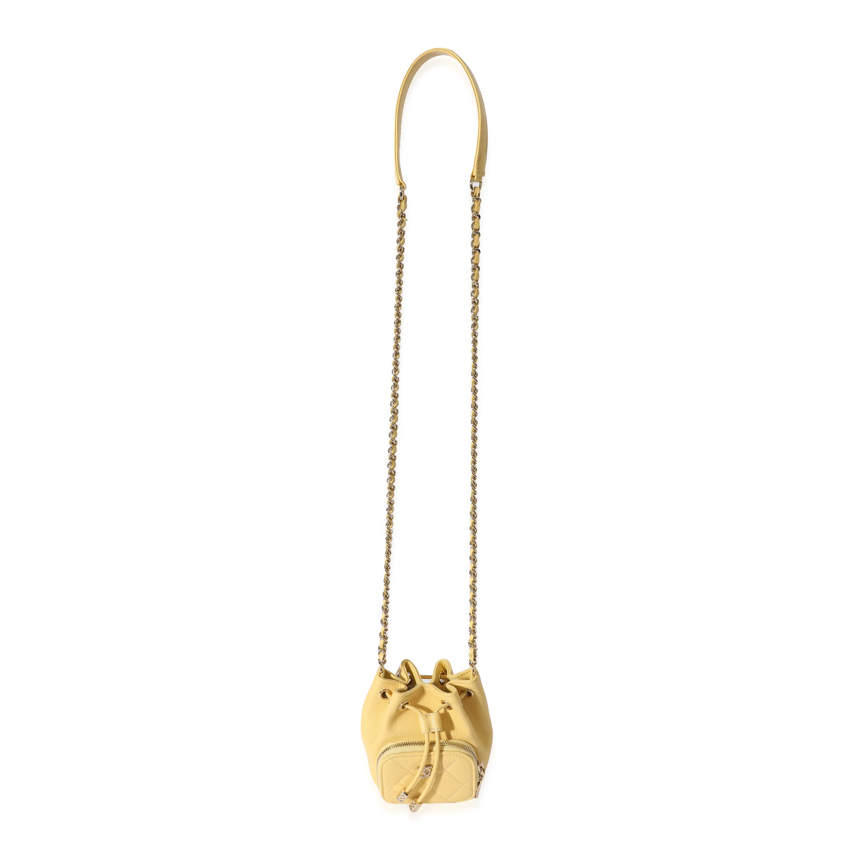 Chanel Yellow Caviar Mini Bucket Bag - Image 4