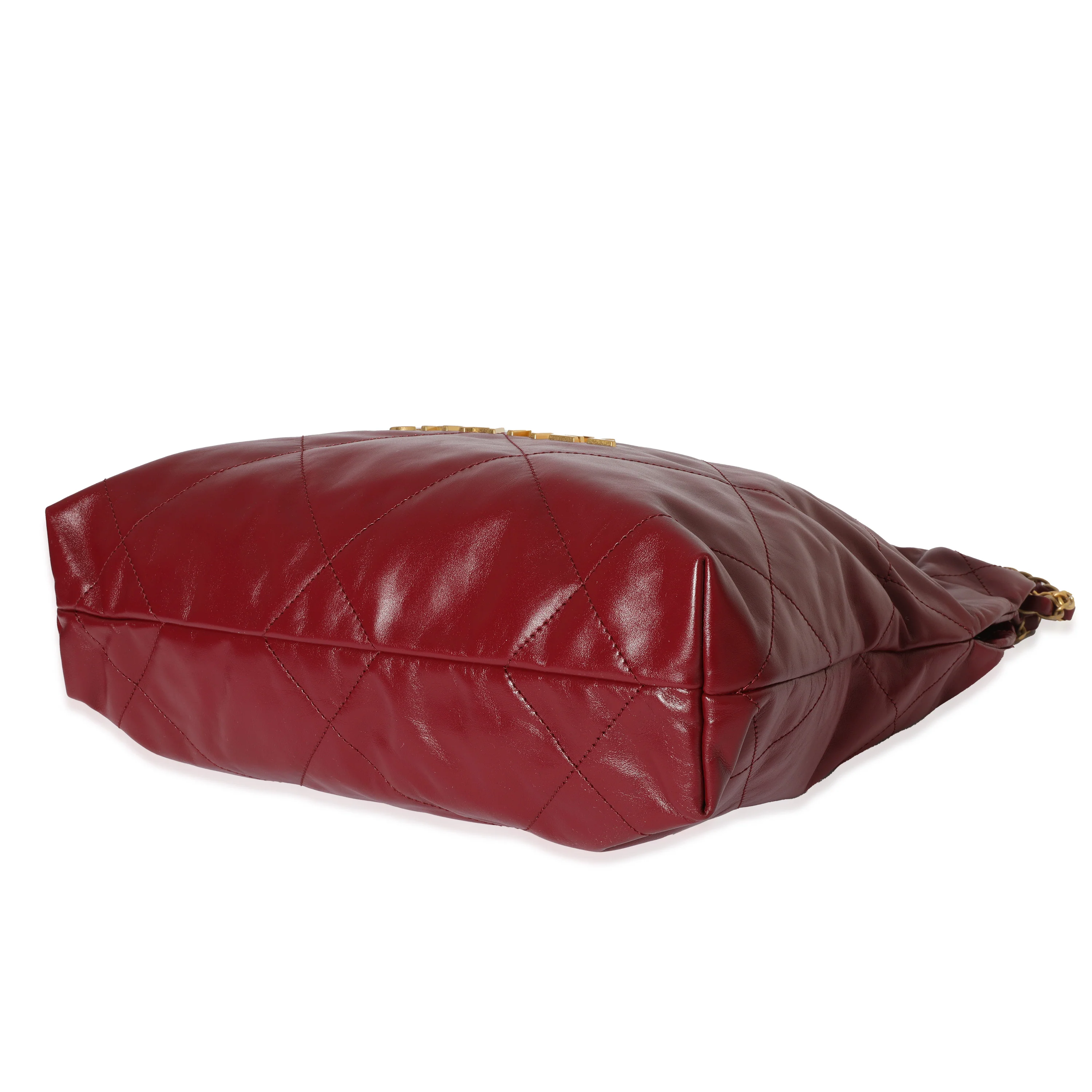 Chanel Burgundy Shiny Calfskin Small 22 - Image 7