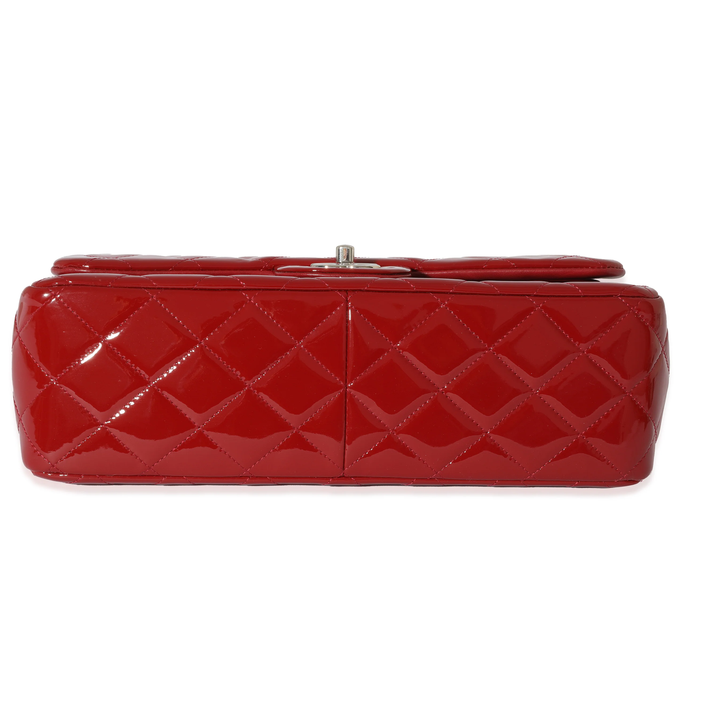 Chanel Red Quilted Patent Leather Jumbo Double Flap Bag - Image 5