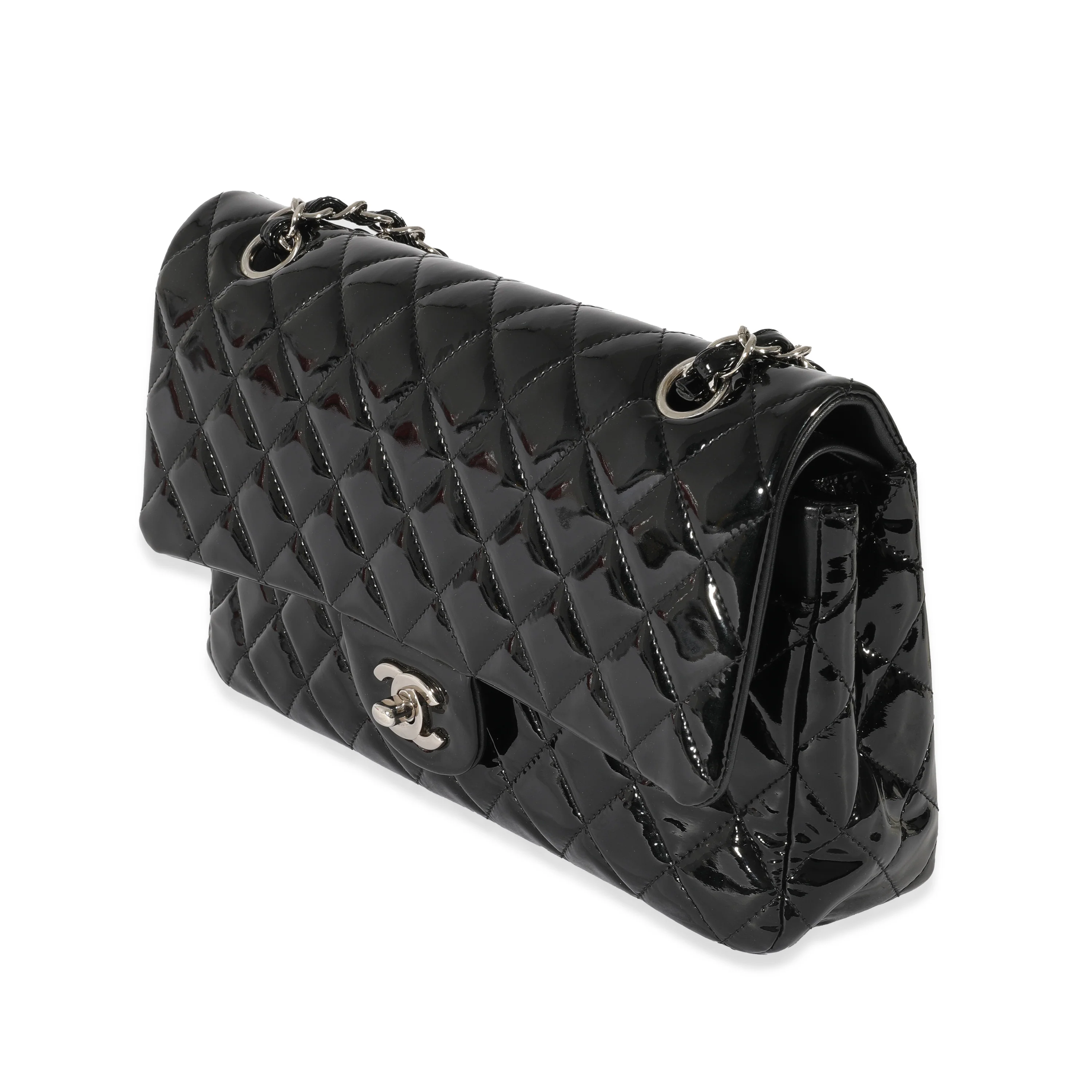 Chanel Black Patent Medium Classic Flap Bag - Image 2