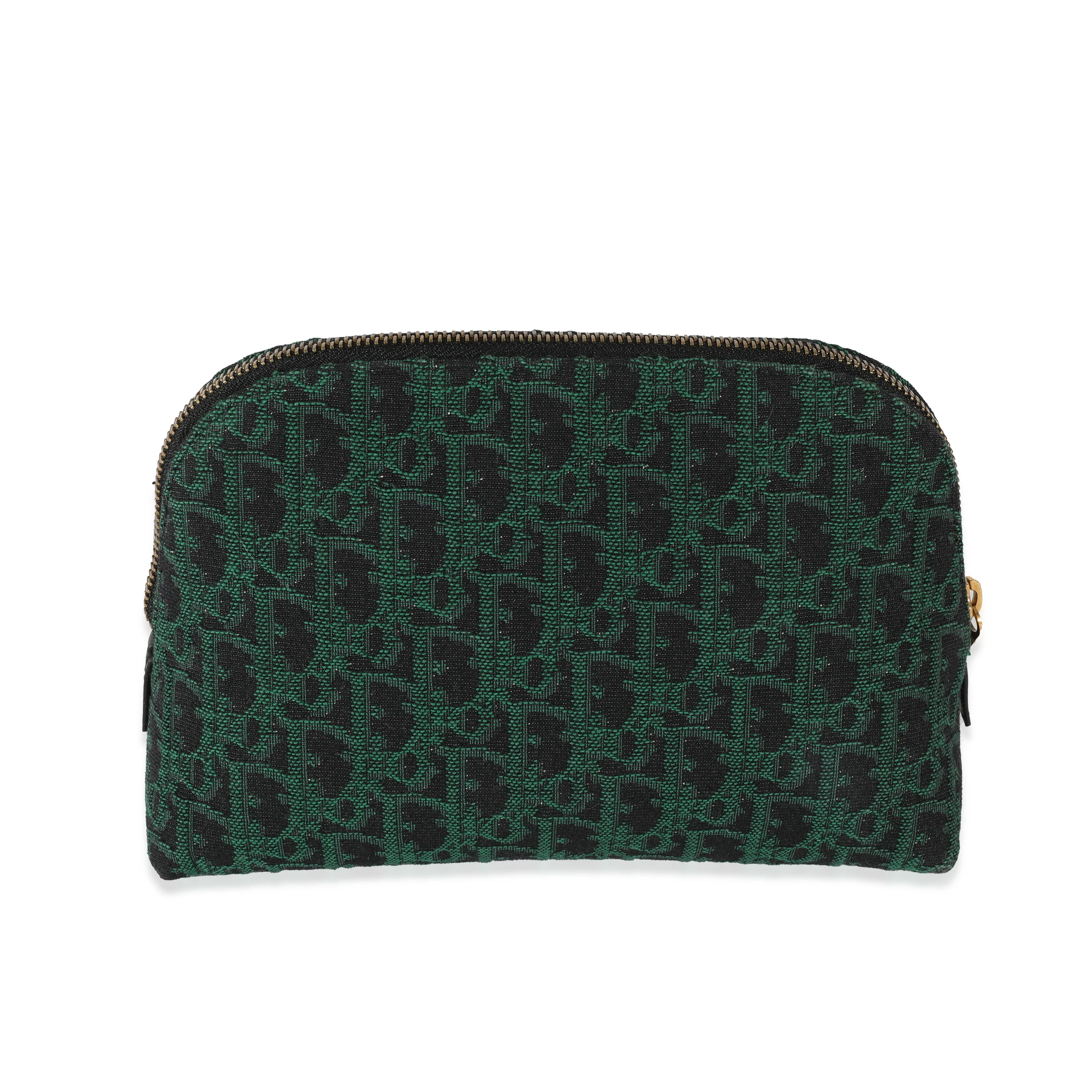 Christian Dior Canvas Green Oblique Cosmetic Pouch - Image 3