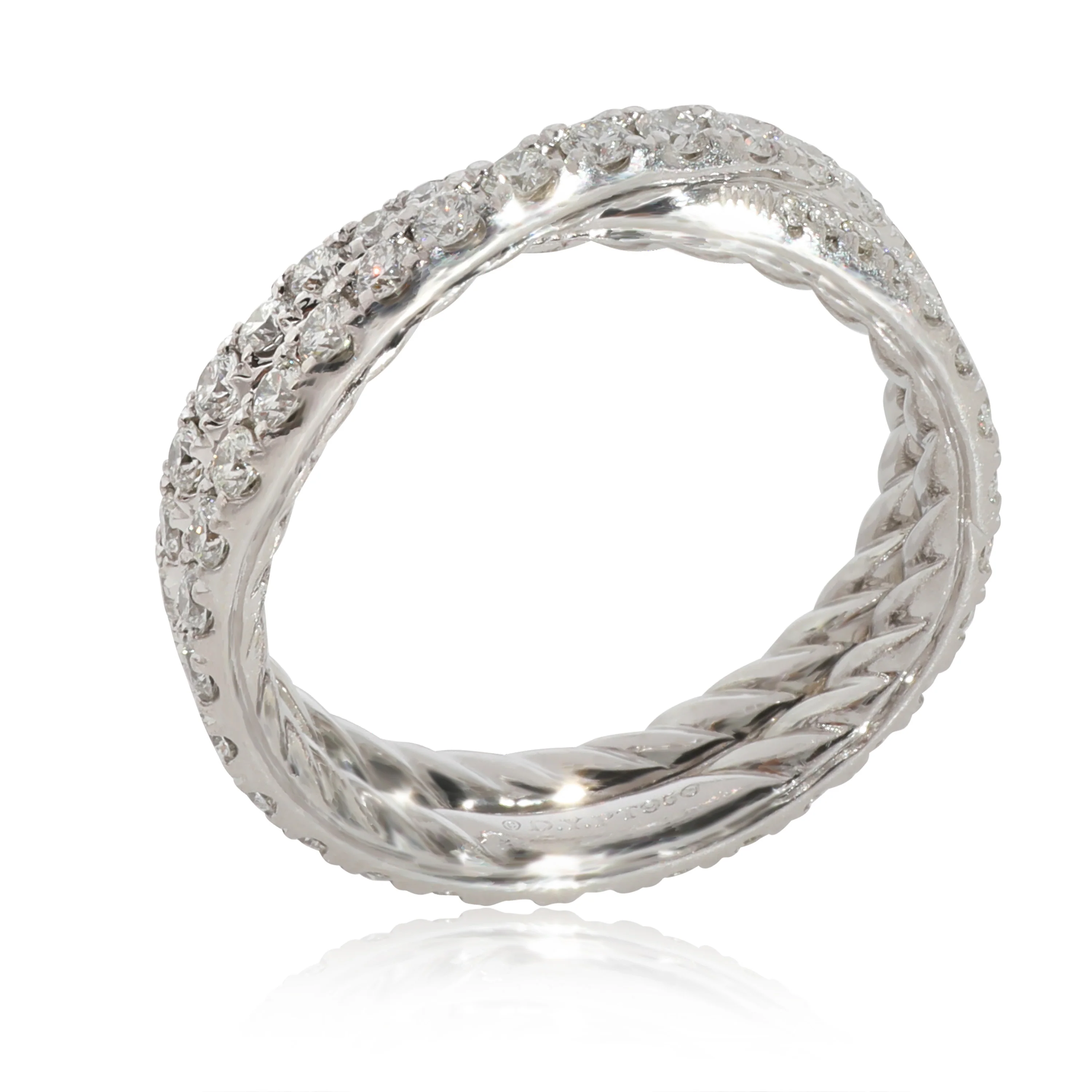 David Yurman Crossover Diamond Band in Platinum 1.03 CTW - Image 3