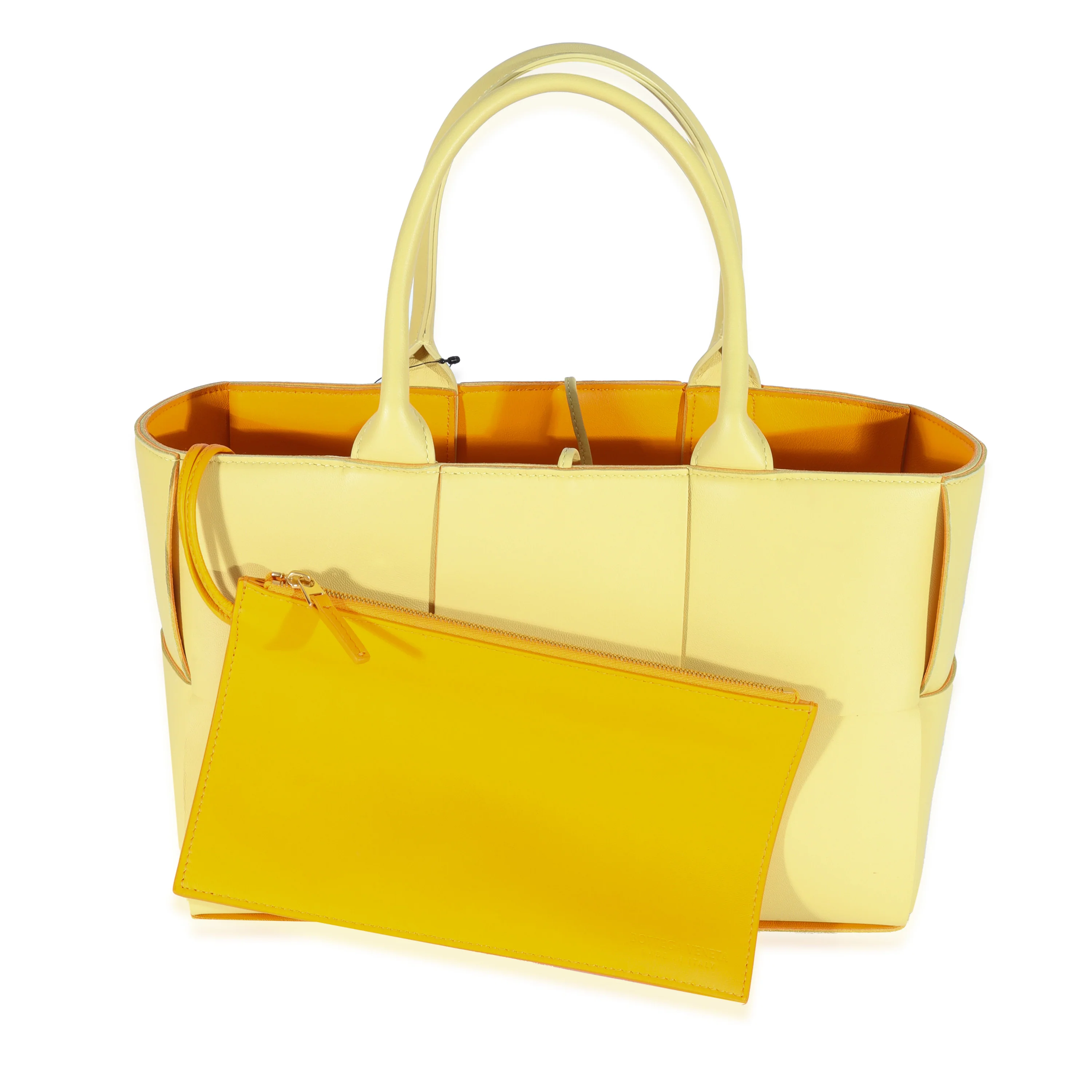 Bottega Veneta Butter & Tangerine Intrecciato Napa Lambskin Small Arco Tote - Image 7