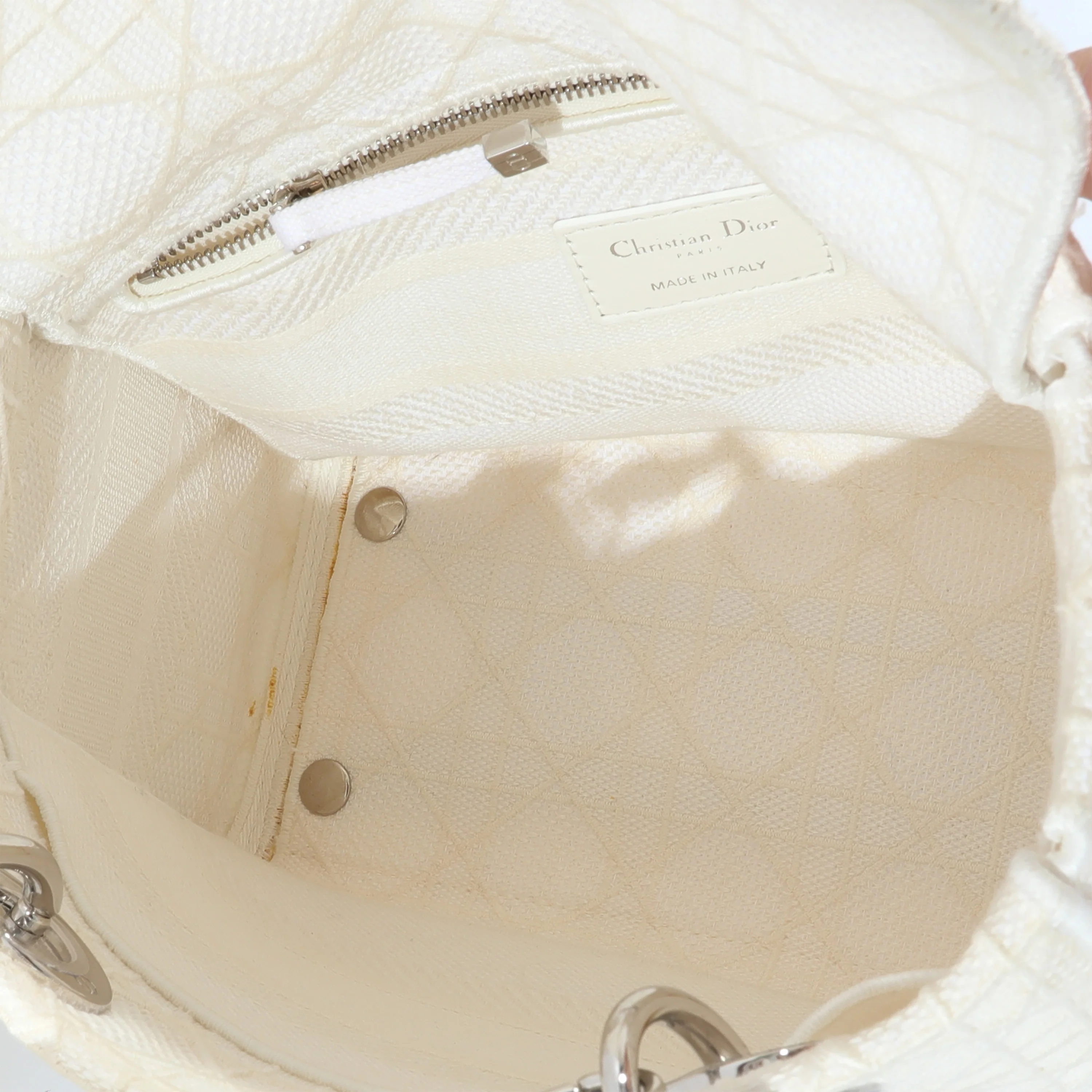 Christian Dior Cannage White Canvas D-Lite Lady Dior - Image 8