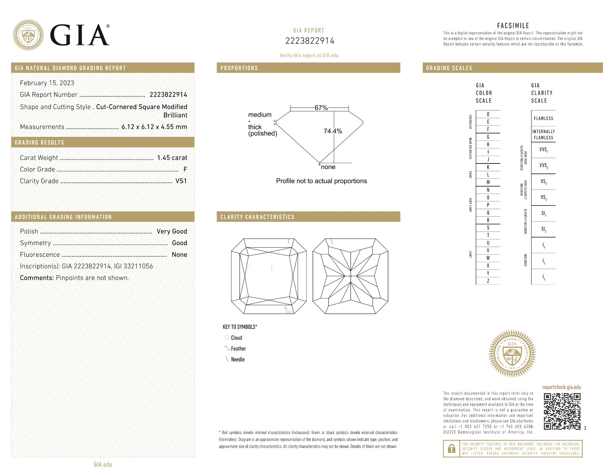 GIA Certified 1.45 Ct Radiant cut F VS1 Loose Diamond - Image 2