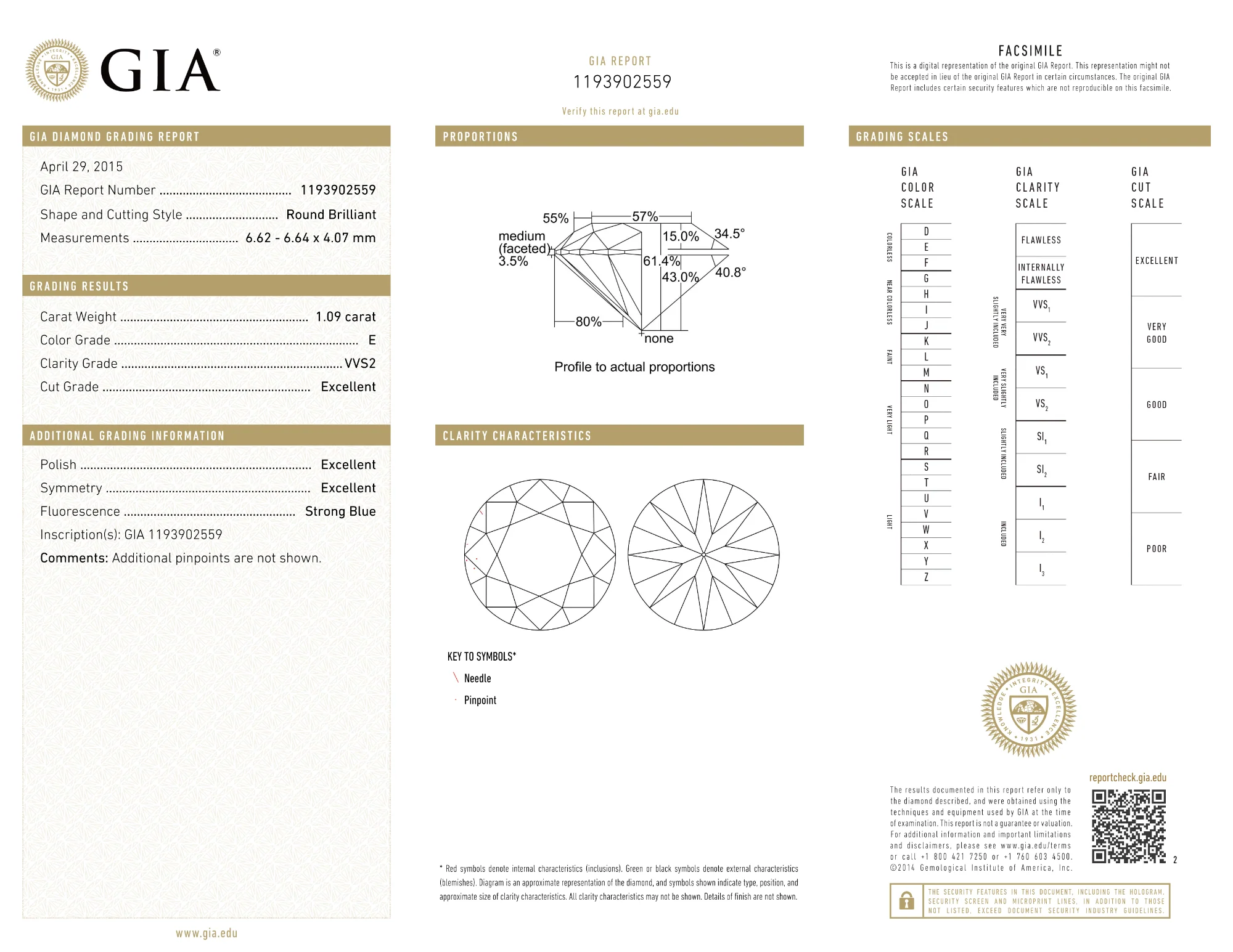 GIA Certified 1.09 Ct Round cut E VVS2 Loose Diamond - Image 2