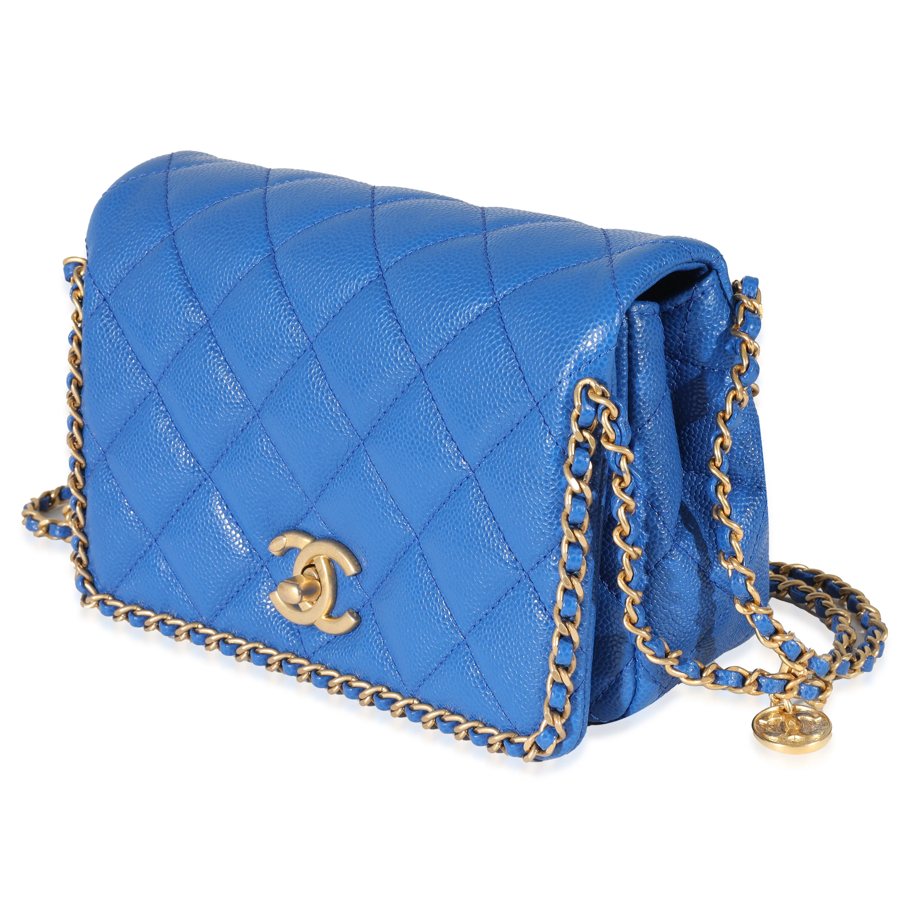 Chanel 22B Dark Blue Caviar Chain Around Flap Bag - Image 2