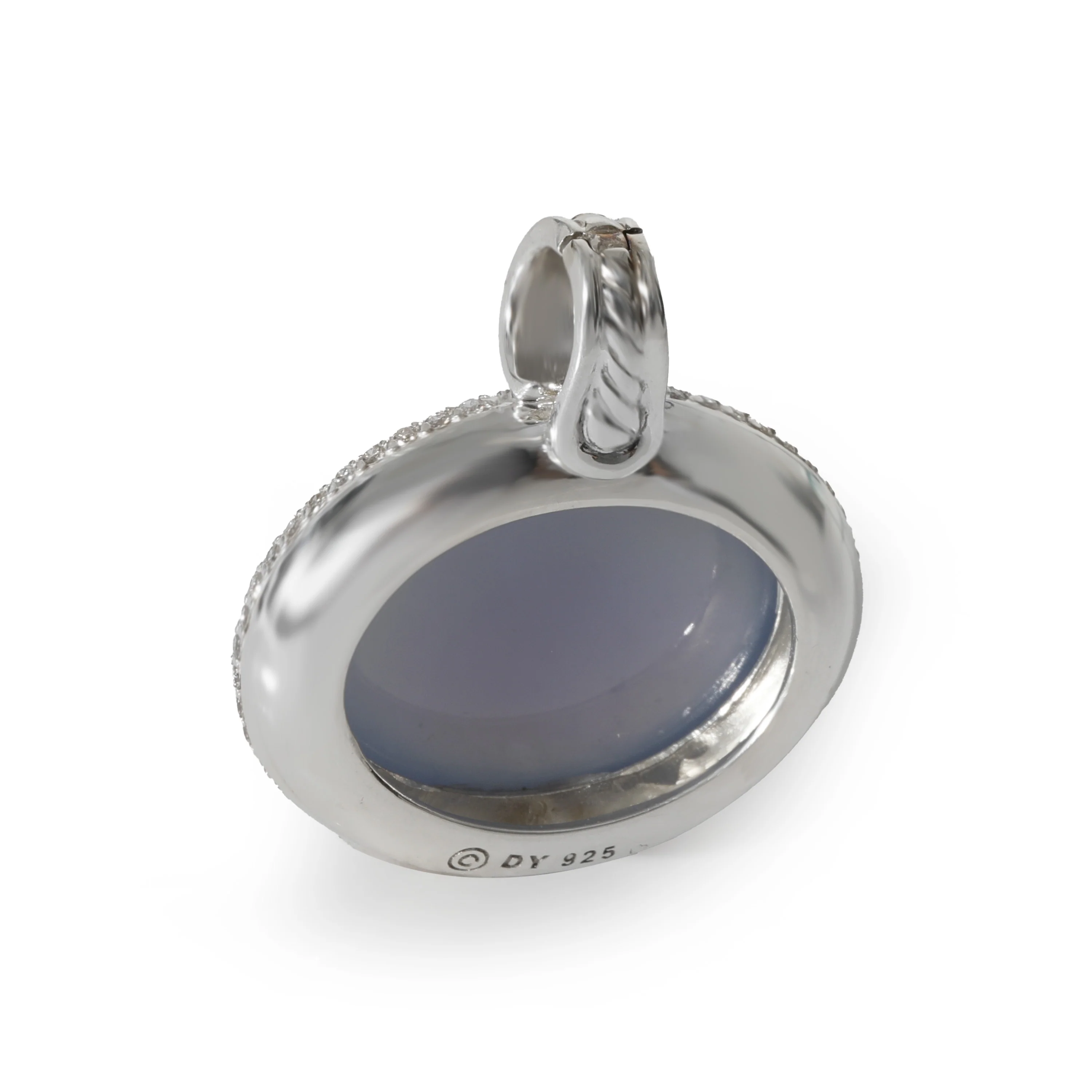 Oval Chalcedony Diamond Enhancer Pendant in  Sterling Silver 0.68CT - Image 3