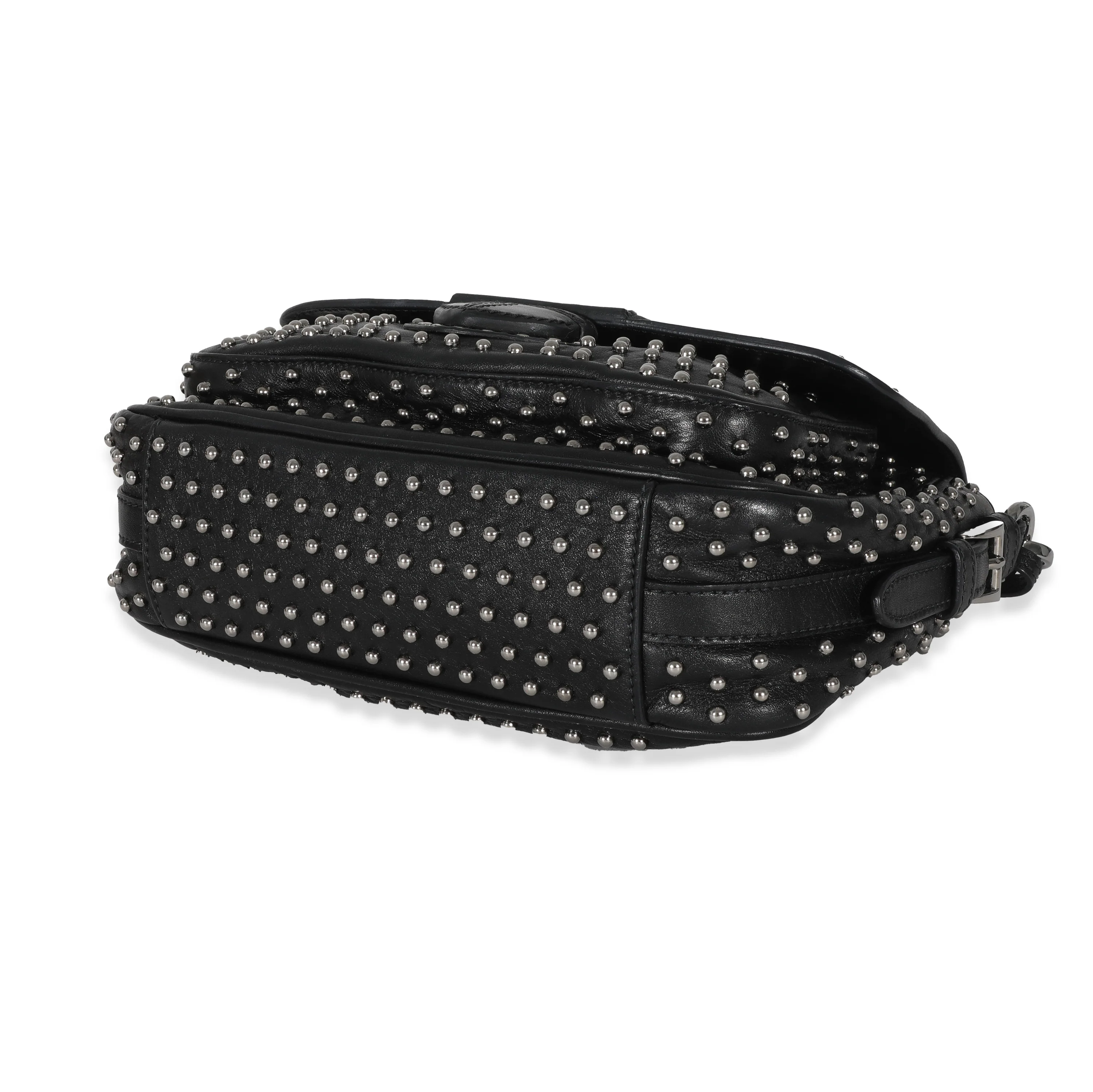 Prada Black Soft Calfskin Studded Flap Bag - Image 6