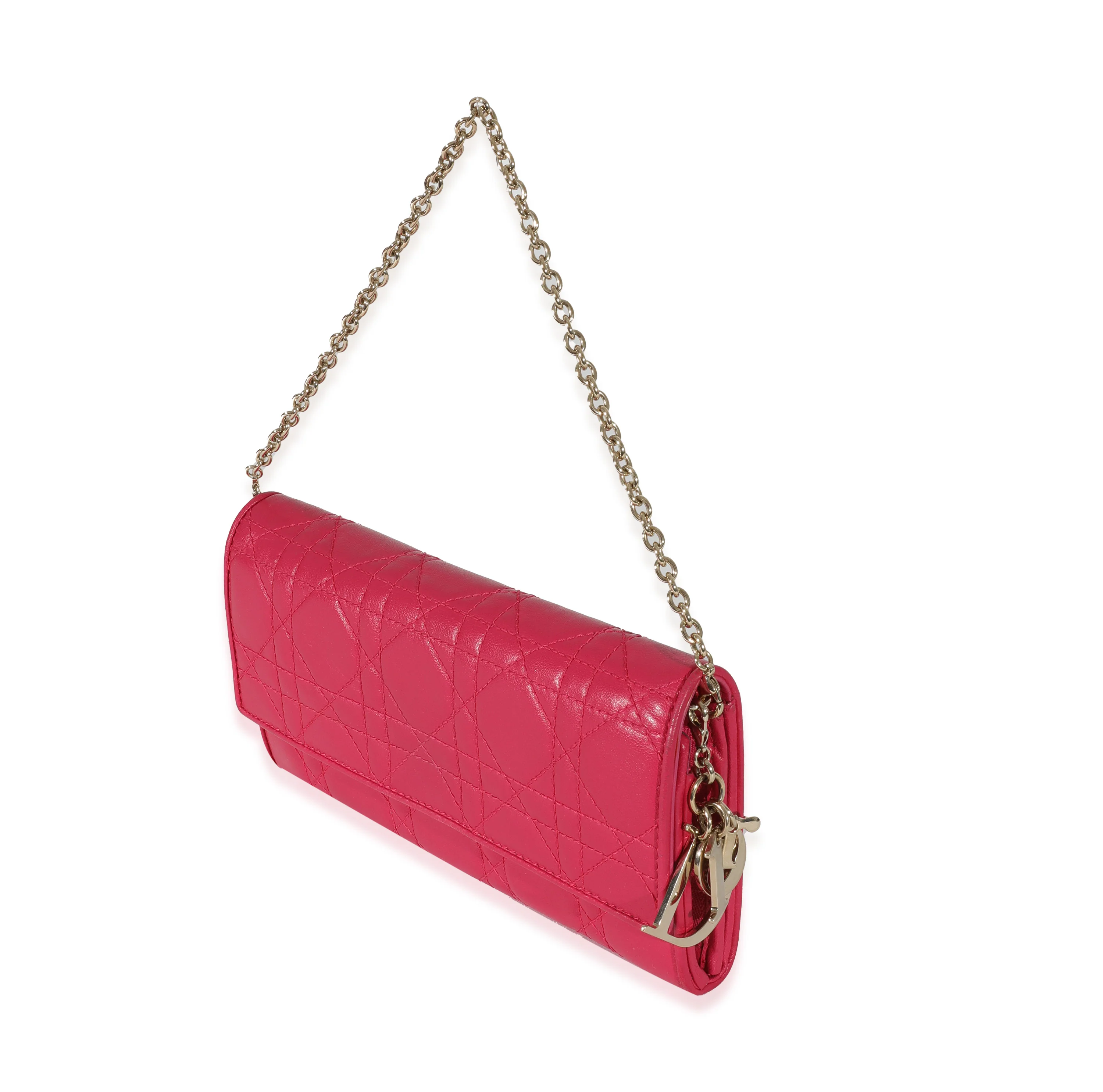 Christian Dior Pink Cannage Lambskin Croisiere Chain Wallet - Image 2