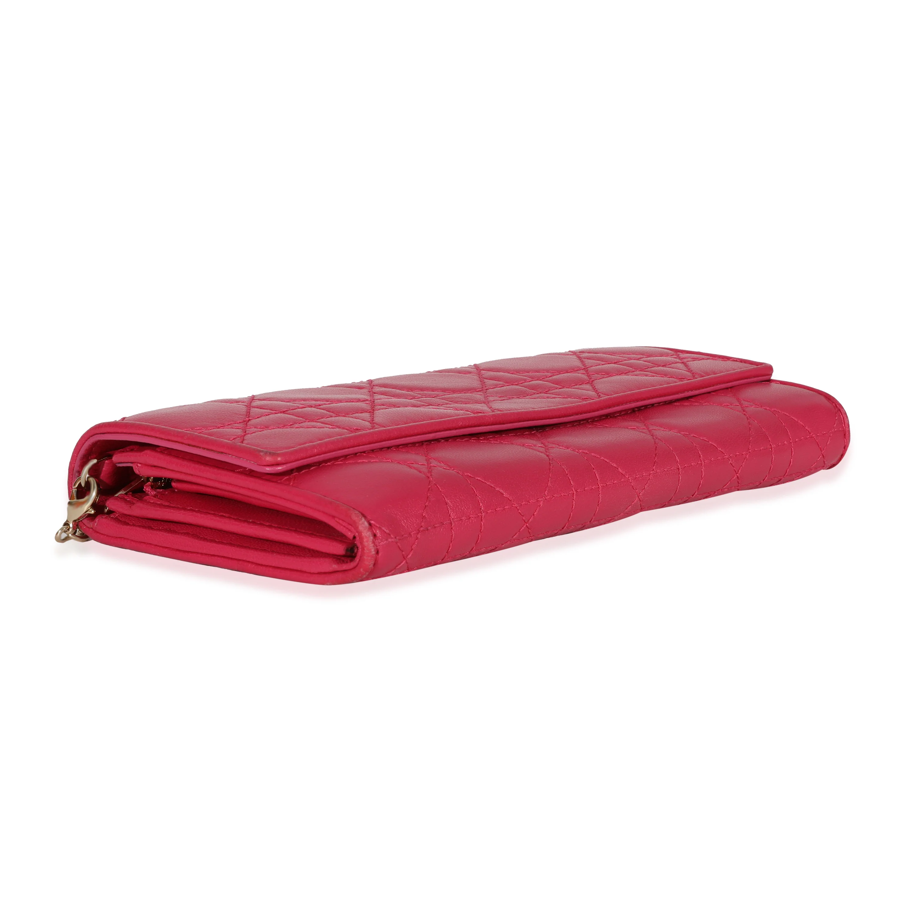 Christian Dior Pink Cannage Lambskin Croisiere Chain Wallet - Image 6