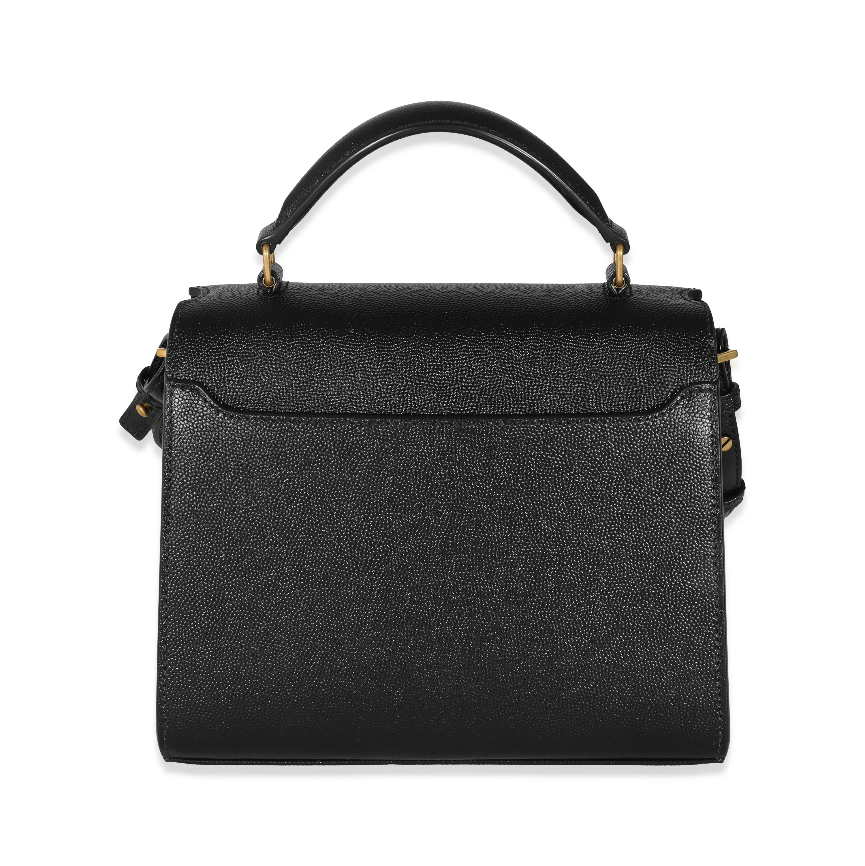 Saint Laurent Black Grain De Poudre Mini Cassandra Top Handle Bag - Image 3
