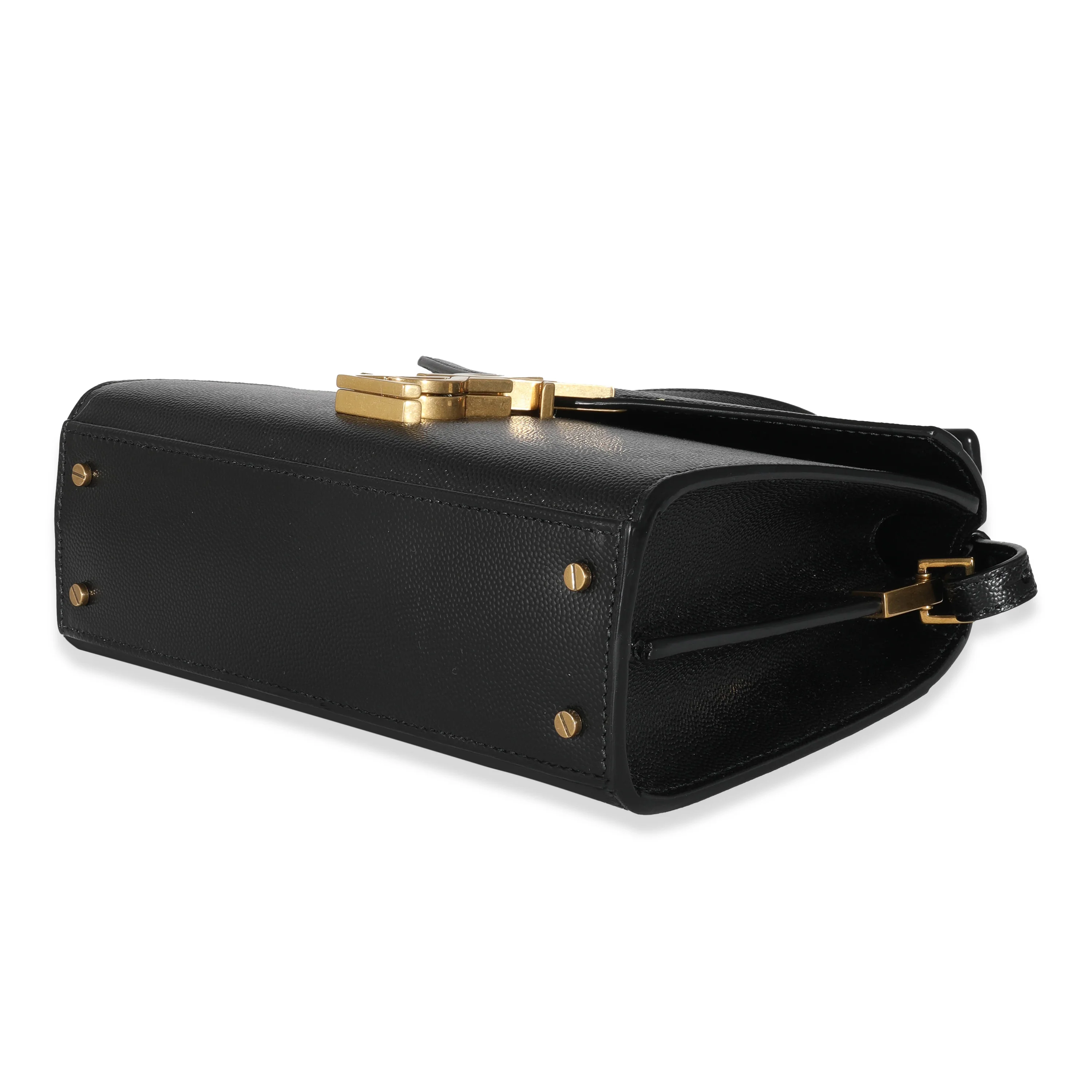 Saint Laurent Black Grain De Poudre Mini Cassandra Top Handle Bag - Image 7