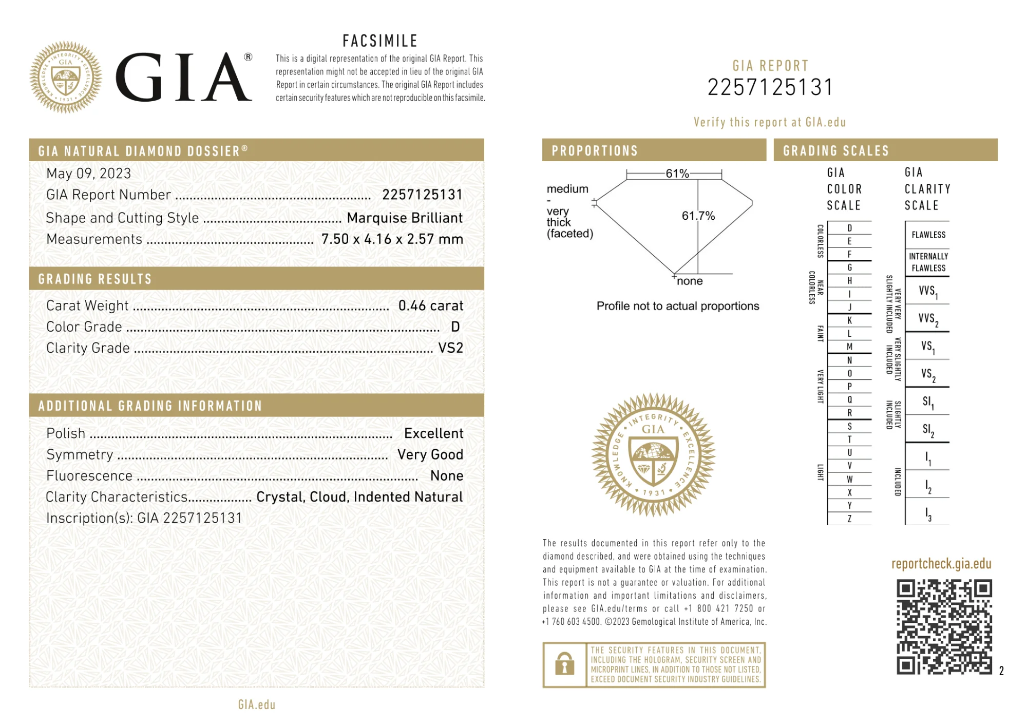 GIA Certified 0.46 Ct Marquise cut D VS2 Loose Diamond - Image 2