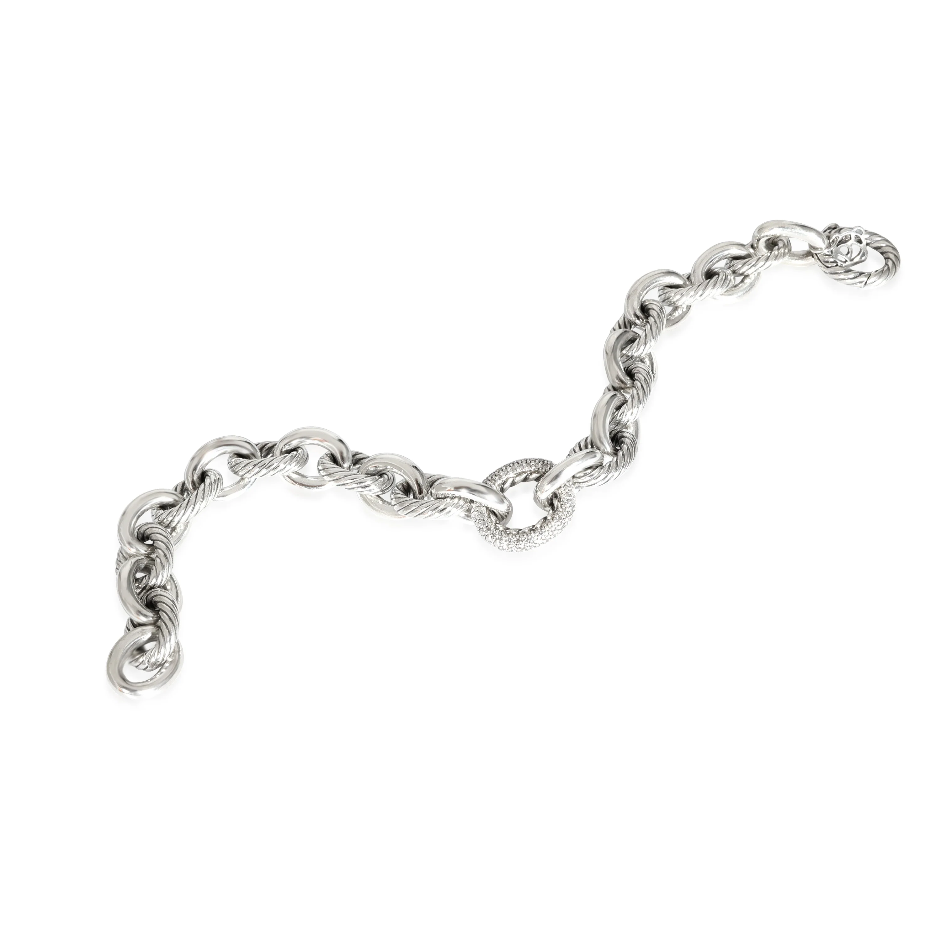 David Yurman Oval Link Chain Collection Bracelet in  Sterling Silver 0.5 CTW - Image 2