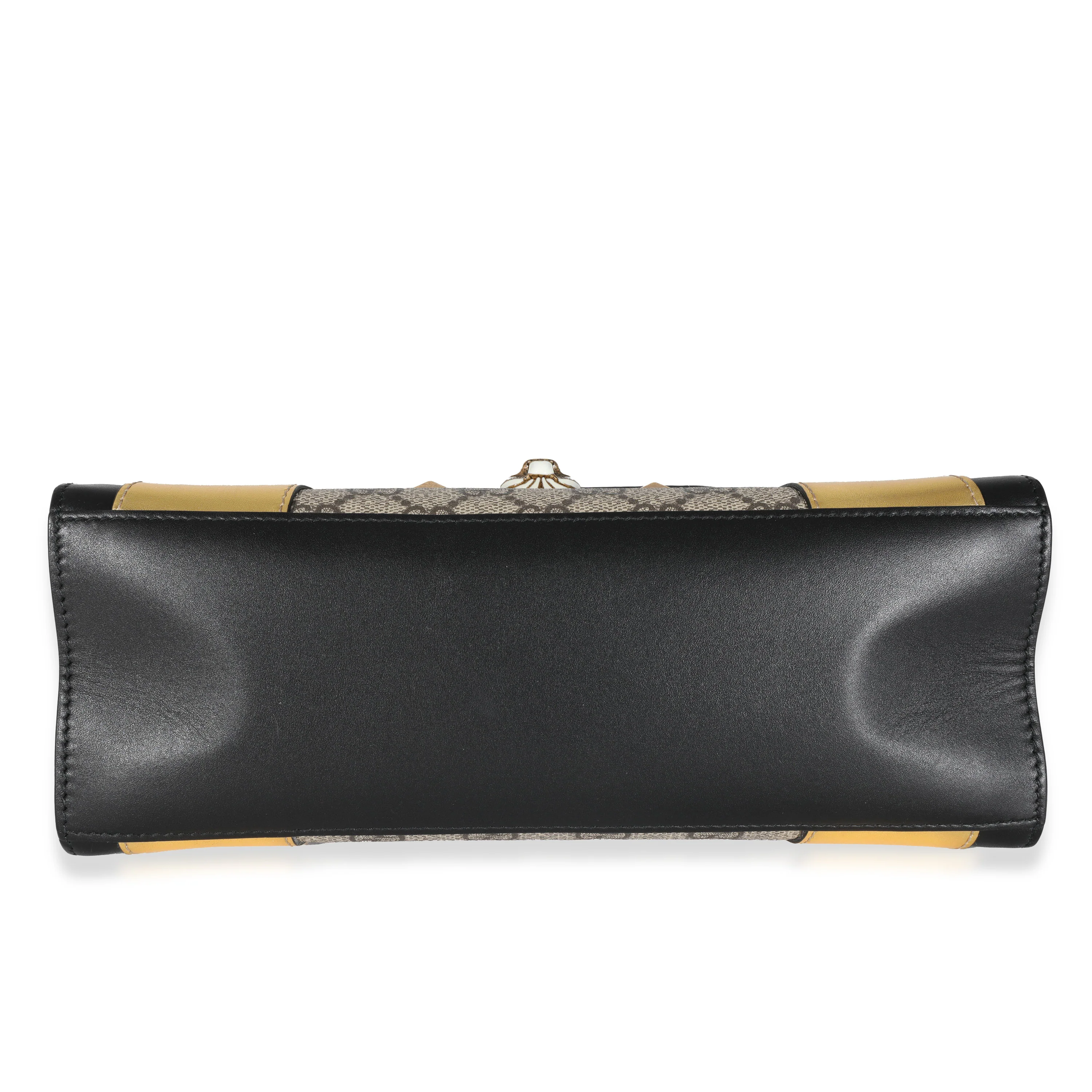 Gucci Black Gold Leather GG Supreme Osiride Small Top Handle Bag - Image 5