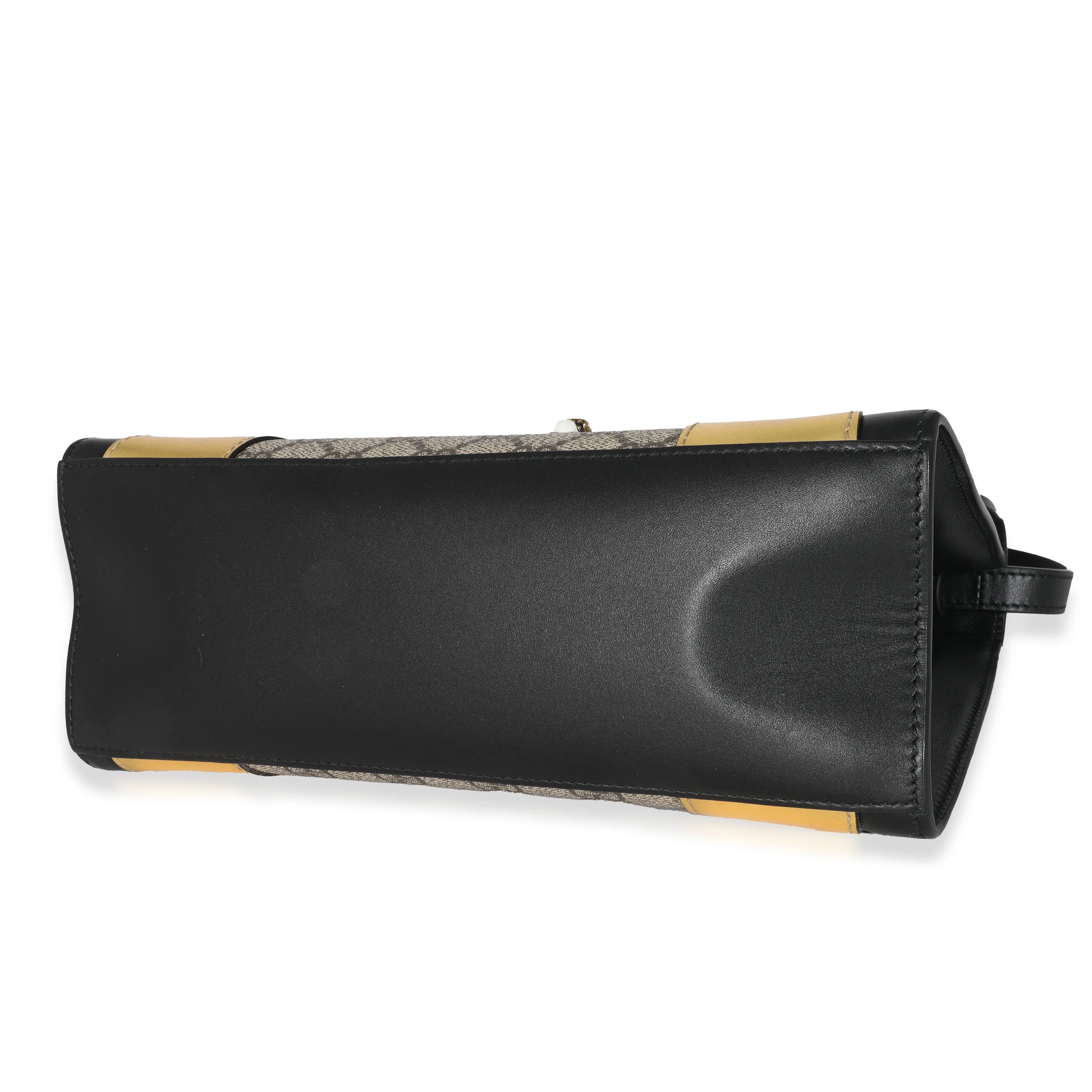 Gucci Black Gold Leather GG Supreme Osiride Small Top Handle Bag - Image 7