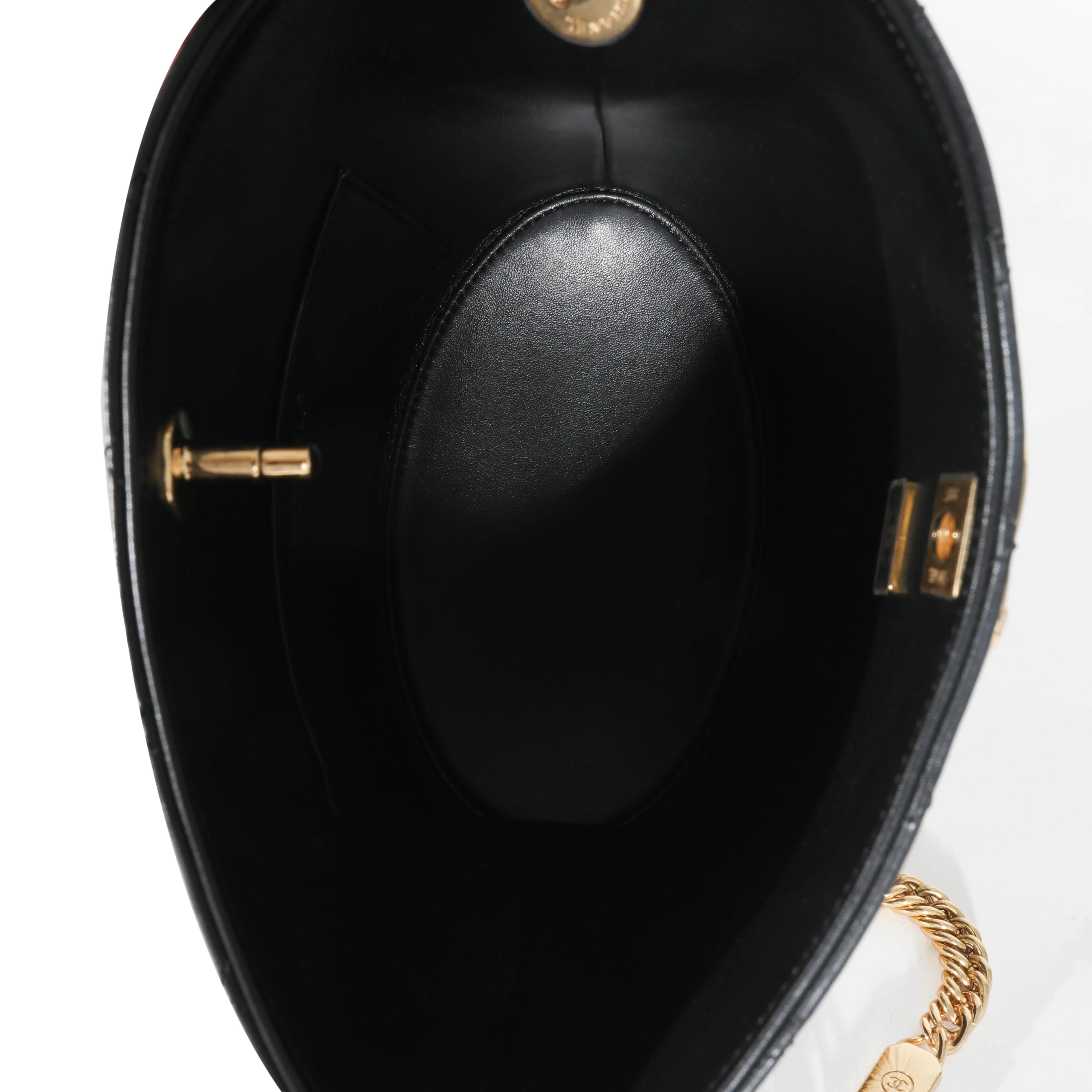 Chanel Black Calfskin CC Enamel Bucket Bag - Image 9