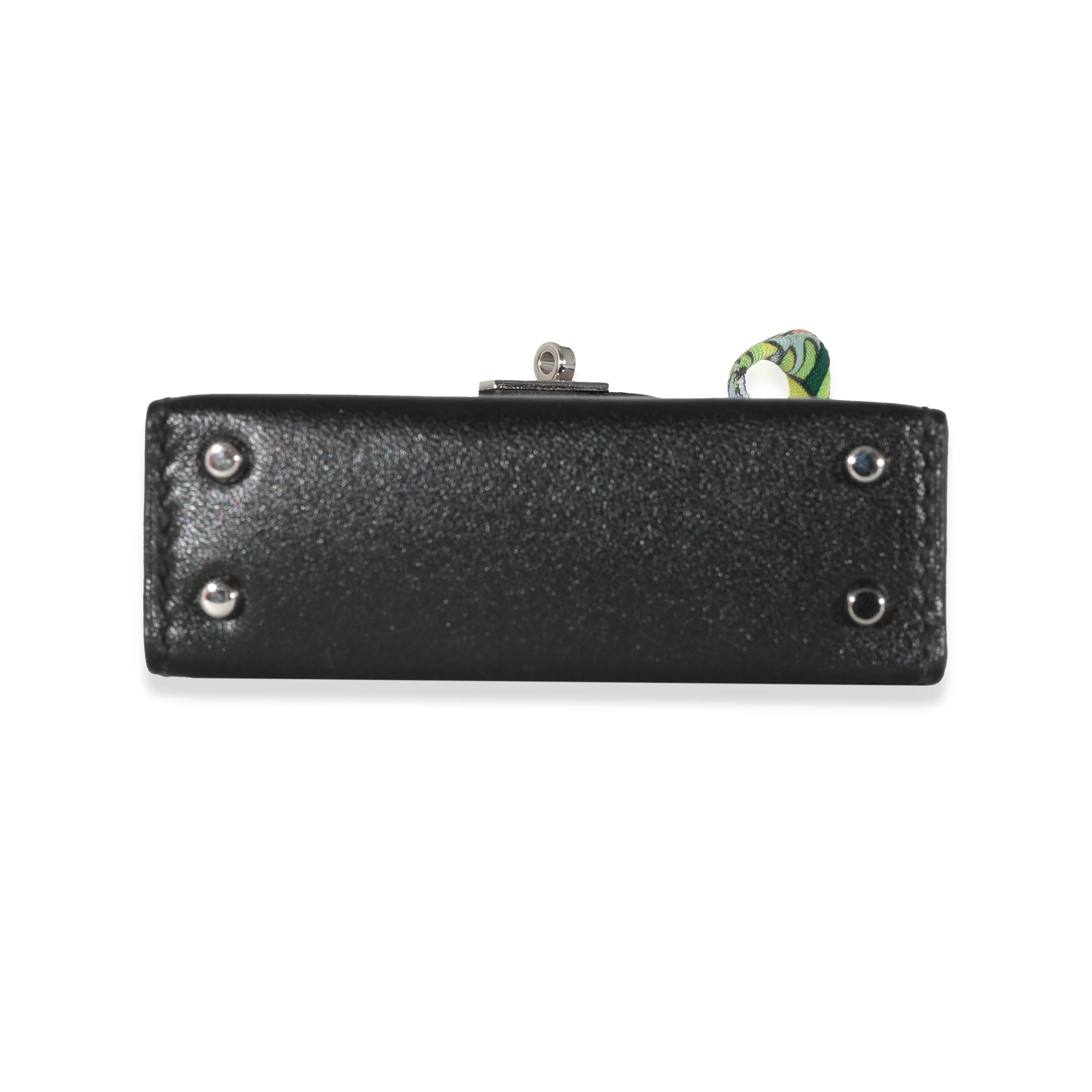 Hermès Black Tadelakt Micro Mini Twilly Kelly Bag Charm PHW - Image 4