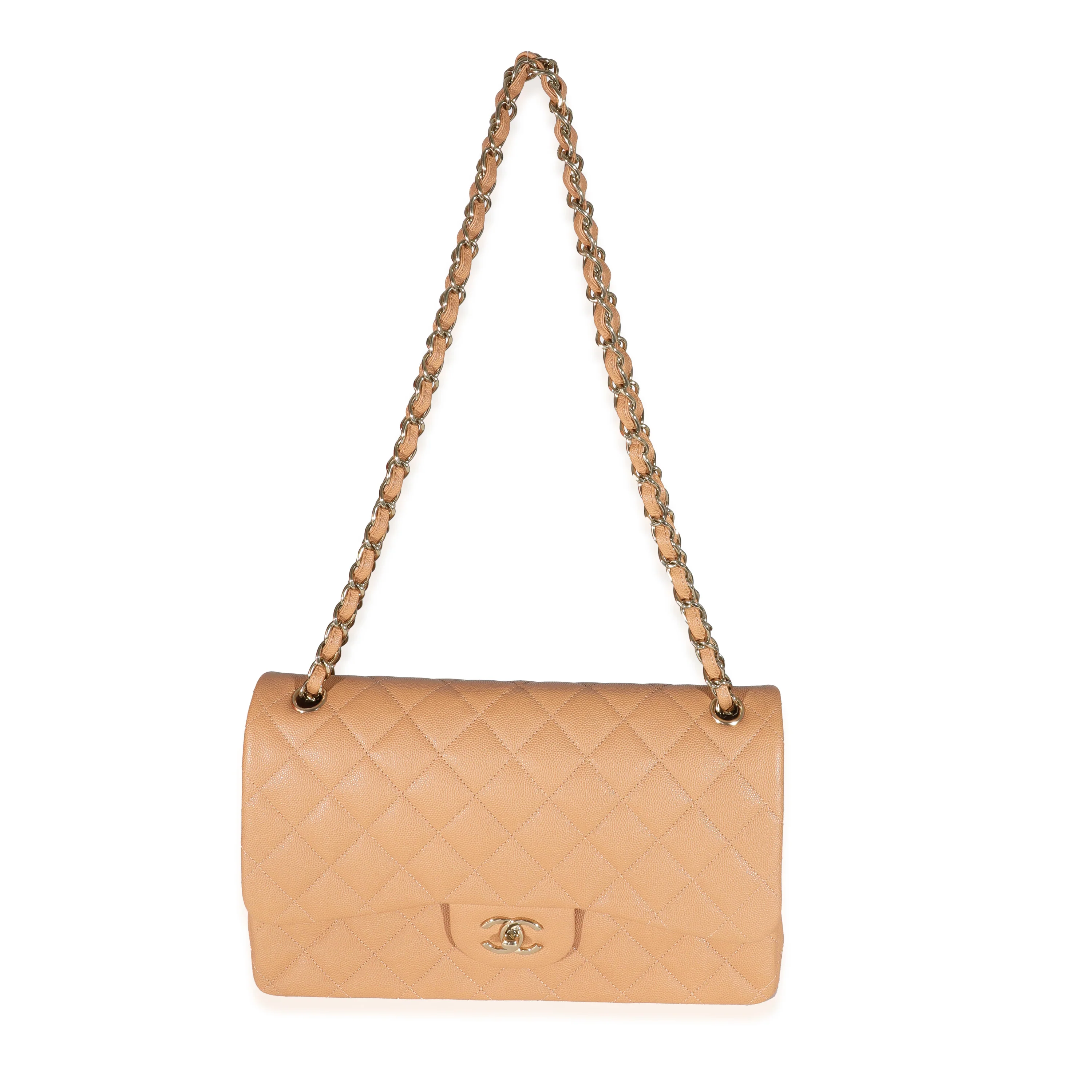 21P Caramel Caviar Jumbo Classic Double Flap Handbag - Image 4