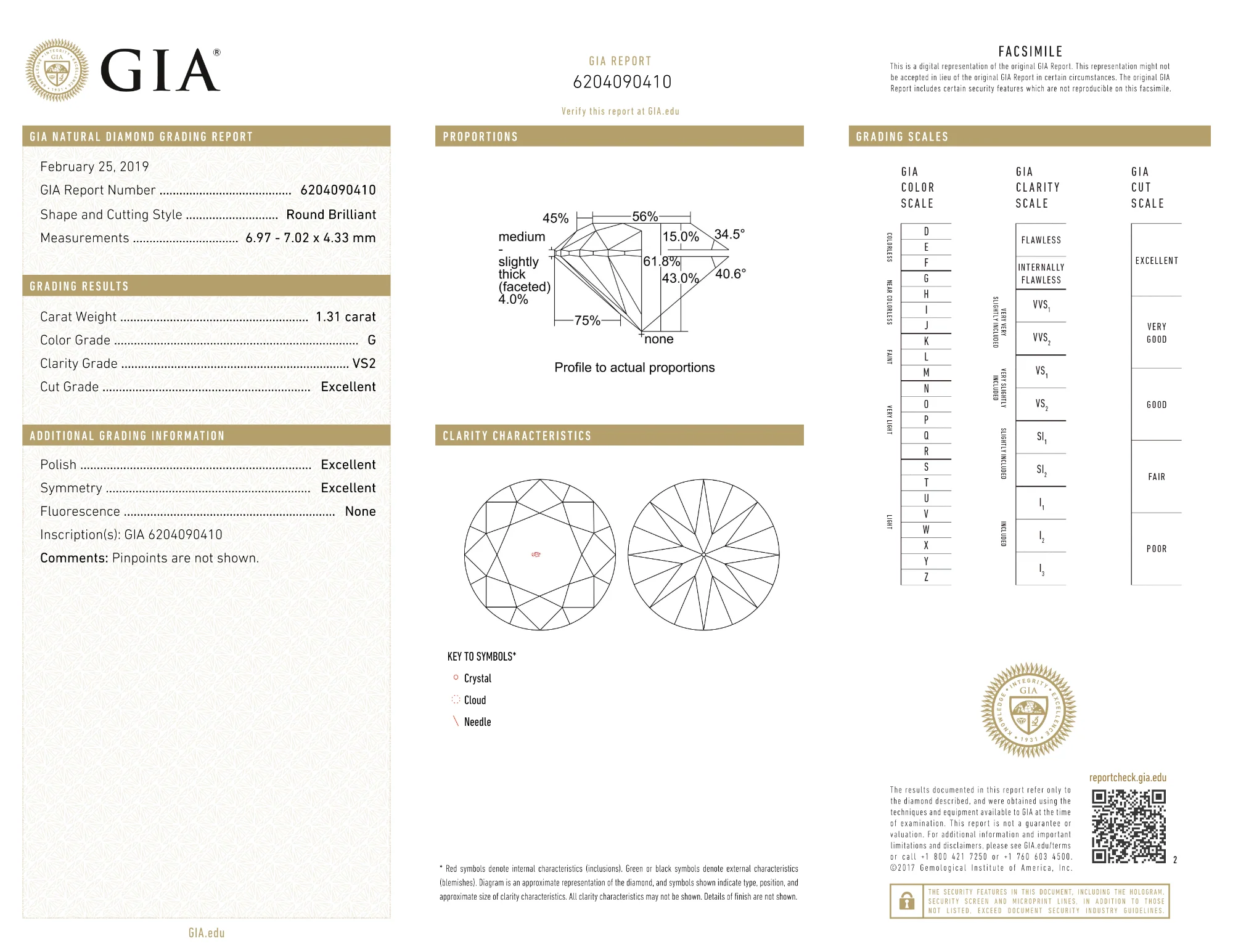 GIA Certified 1.31 Ct Round cut G VS2 Loose Diamond - Image 2