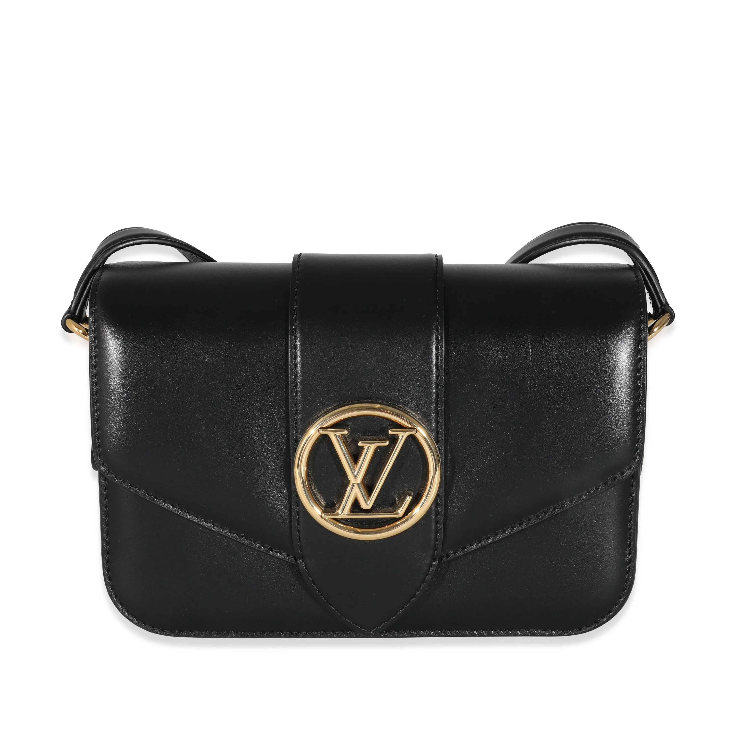 Louis Vuitton Black Smooth Calfskin LV Pont 9 MM