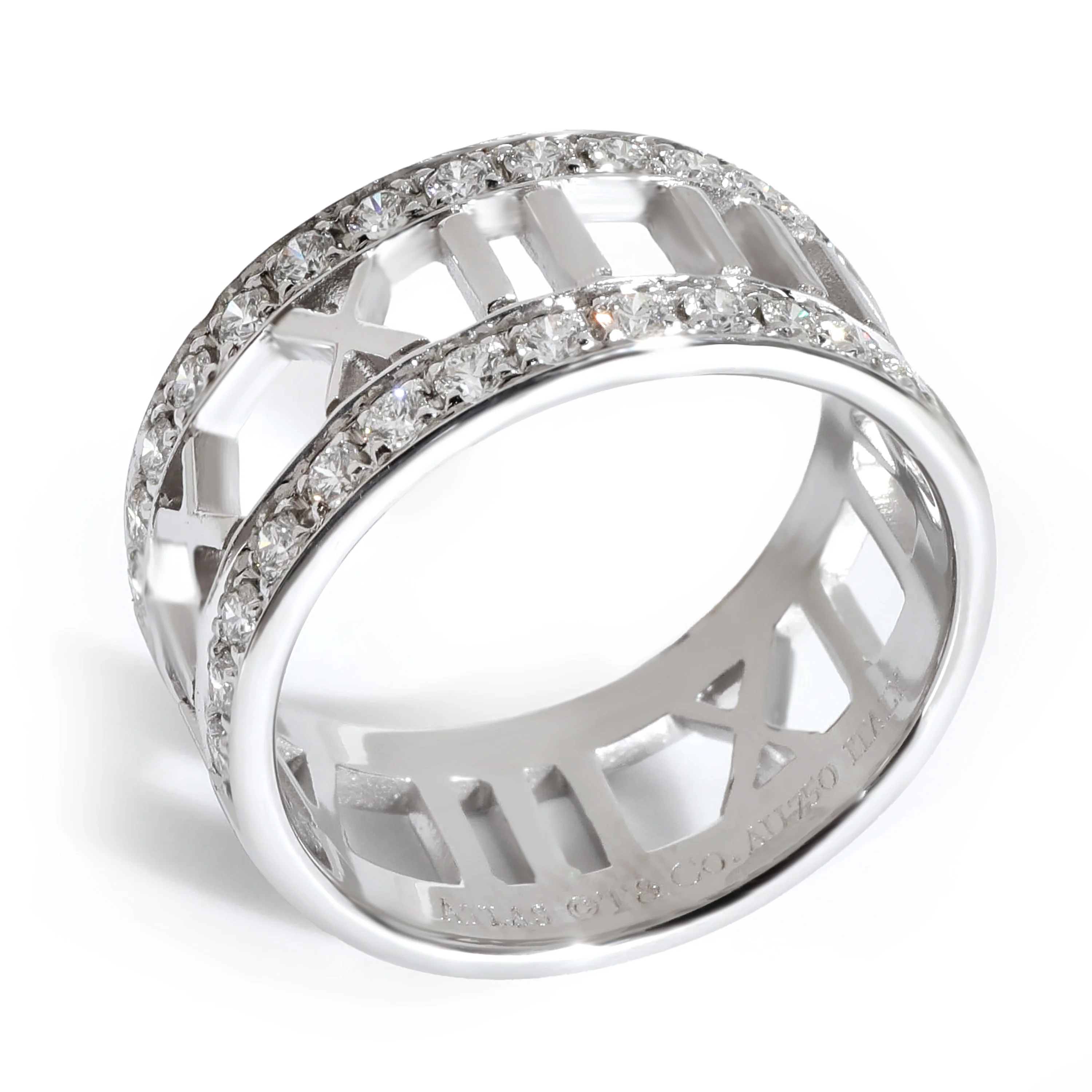 Tiffany & Co. Atlas Pierced Ring in 18k White Gold 0.52 CTW - Image 3