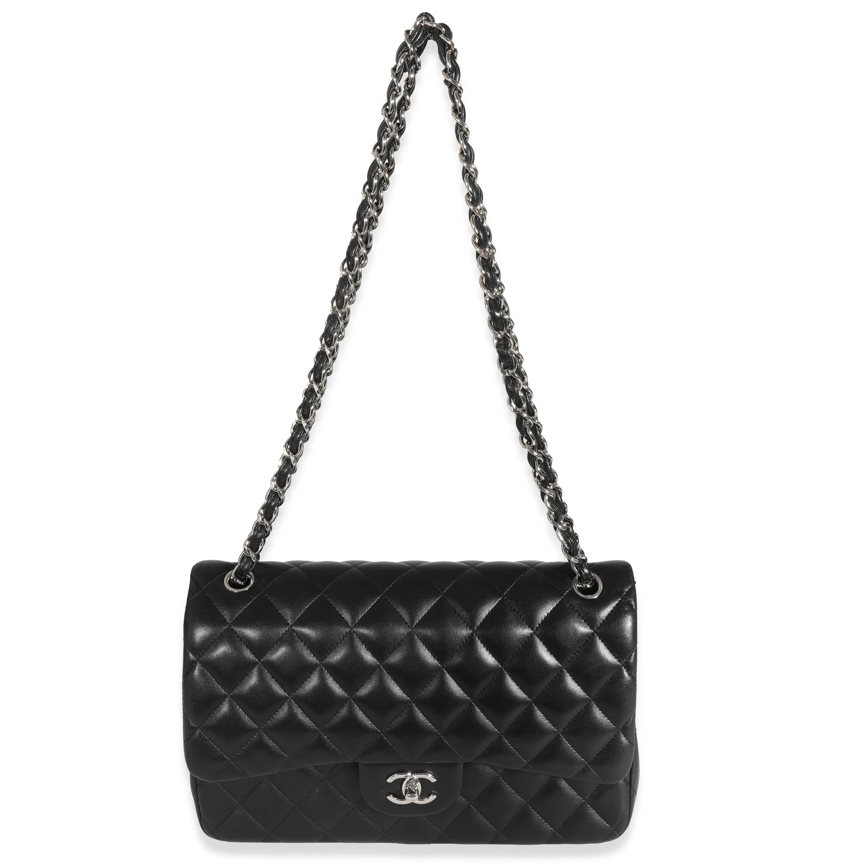 Chanel Black Lambskin Jumbo Classic Double Flap Bag - Image 4