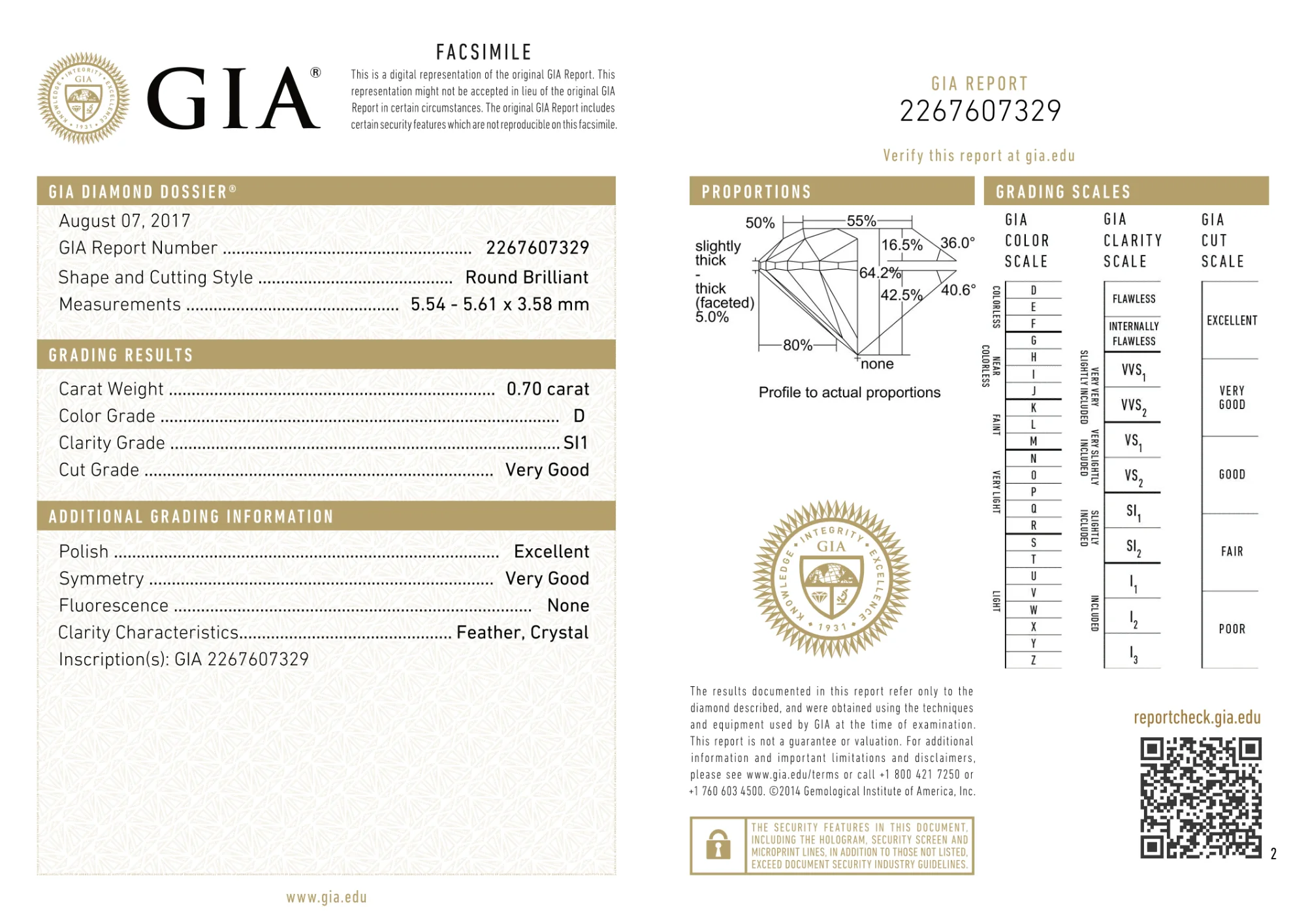 GIA Certified 0.70 Ct Round cut D SI1 Loose Diamond - Image 2