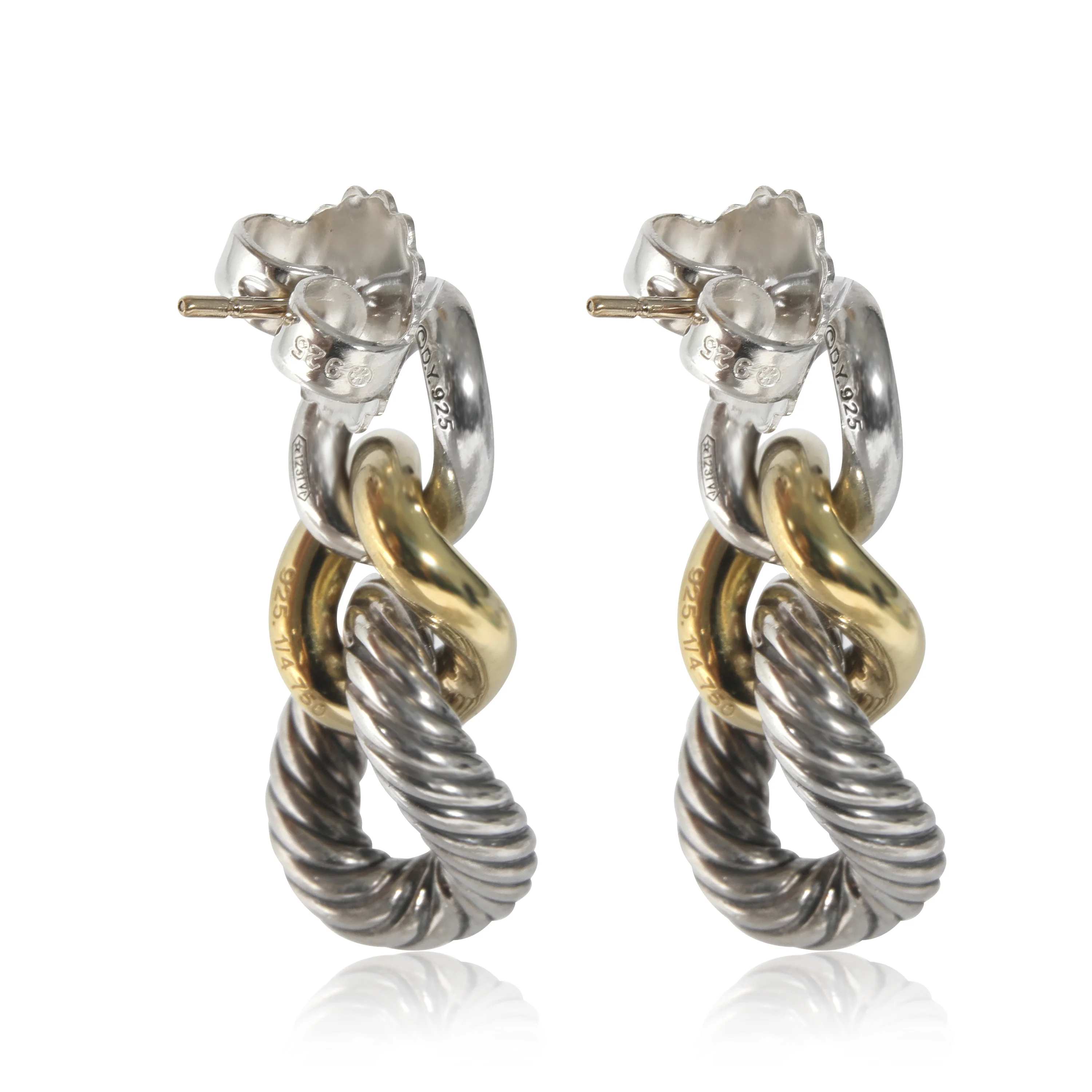 David Yurman Belmont Curb Link Drop Earrings in SS/ 18K Gold - Image 2