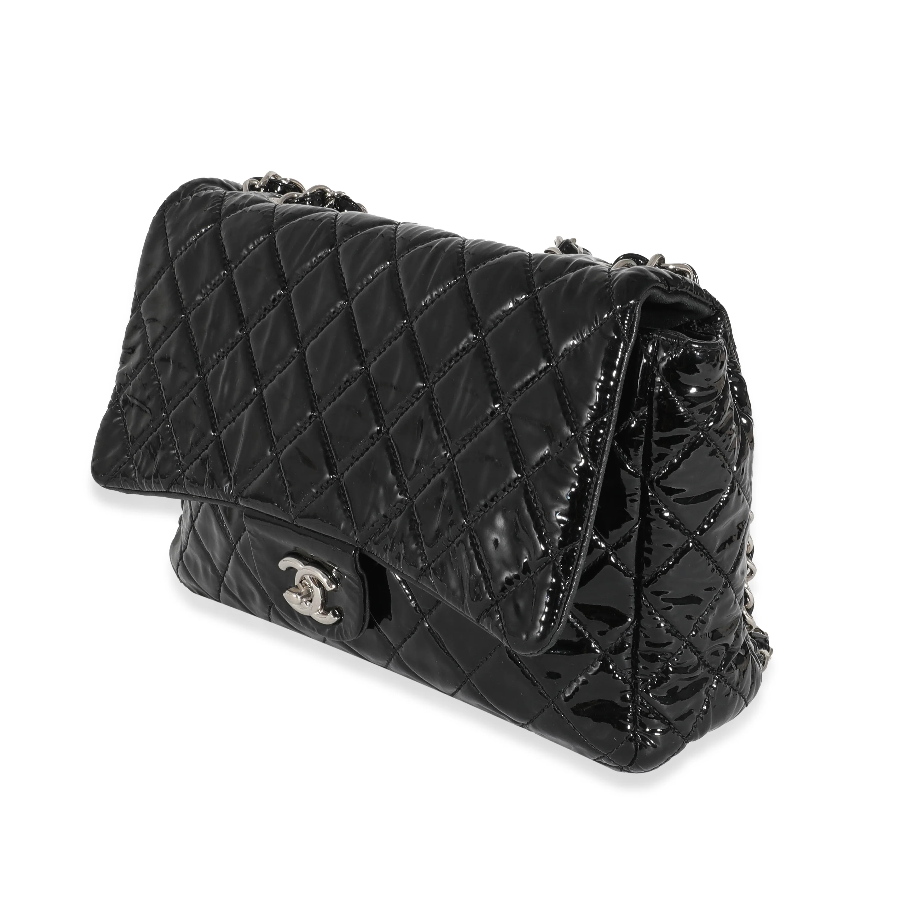 Chanel Black Patent Soft Jumbo Single Flap Bag - Image 2