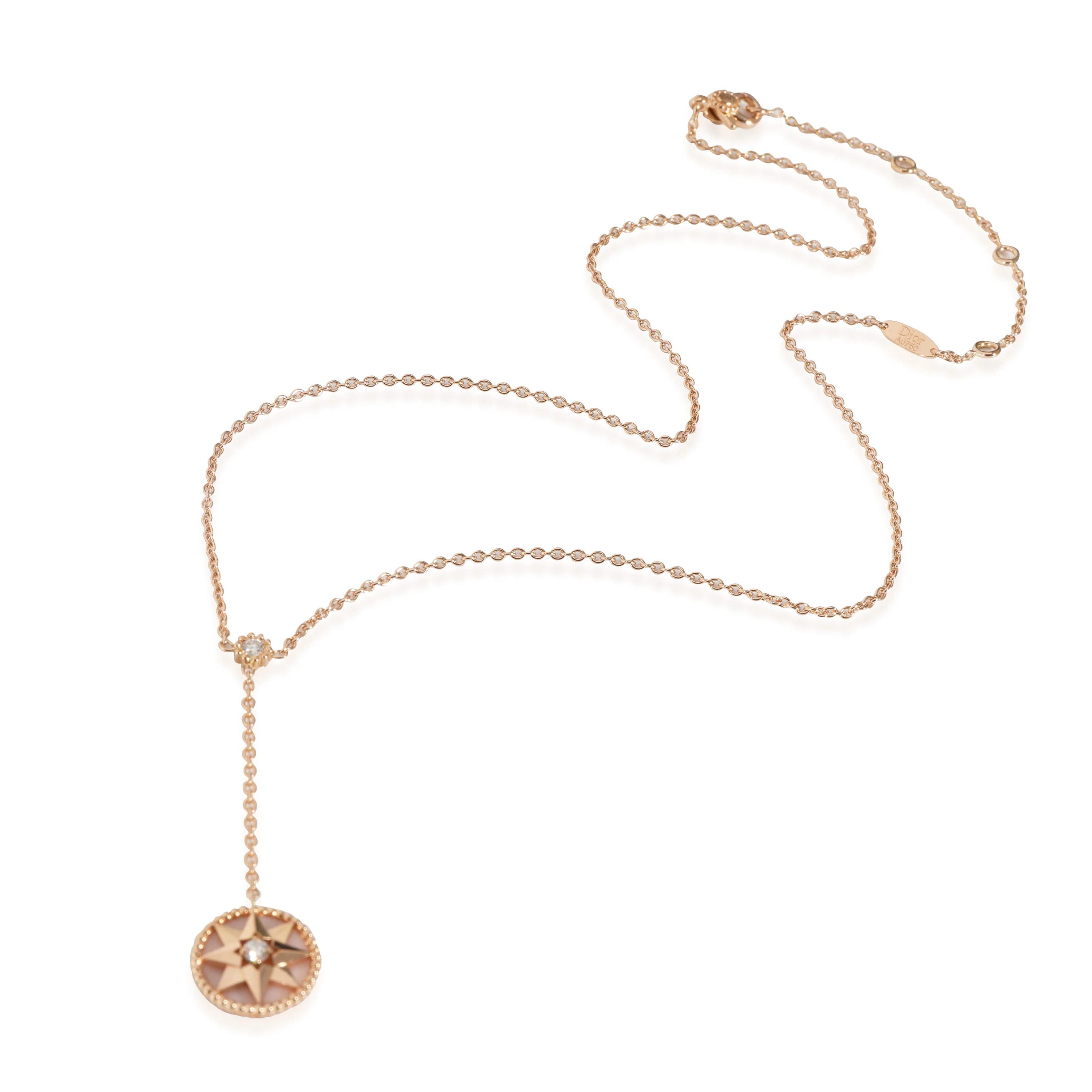 Dior Rose De Vents Lariat Pendant With Mother Of Pearl & Diamond 0.10 CTW - Image 3