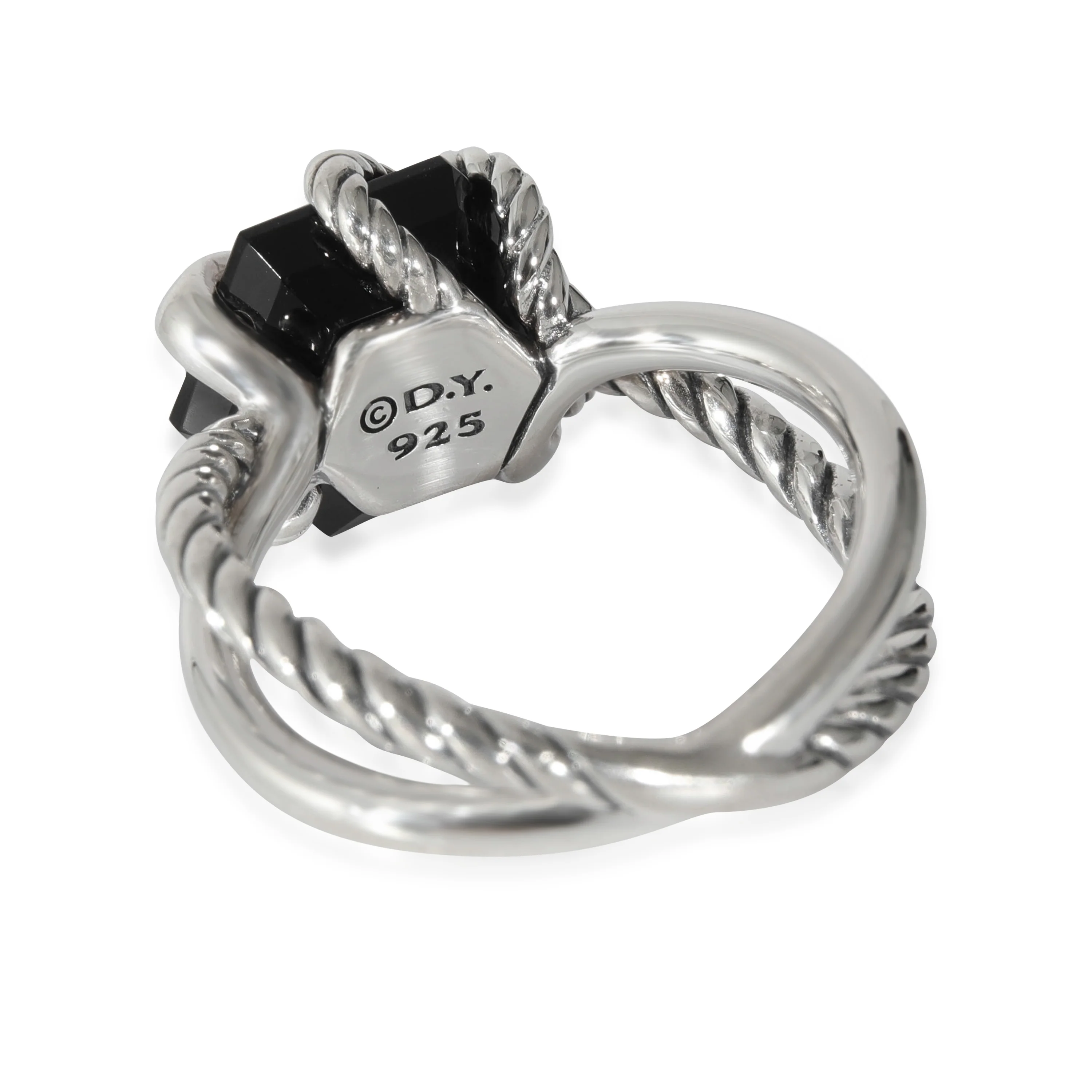 David Yurman Cable Wrap Onyx & Diamond Ring in Sterling Silver 0.03 CTW - Image 4