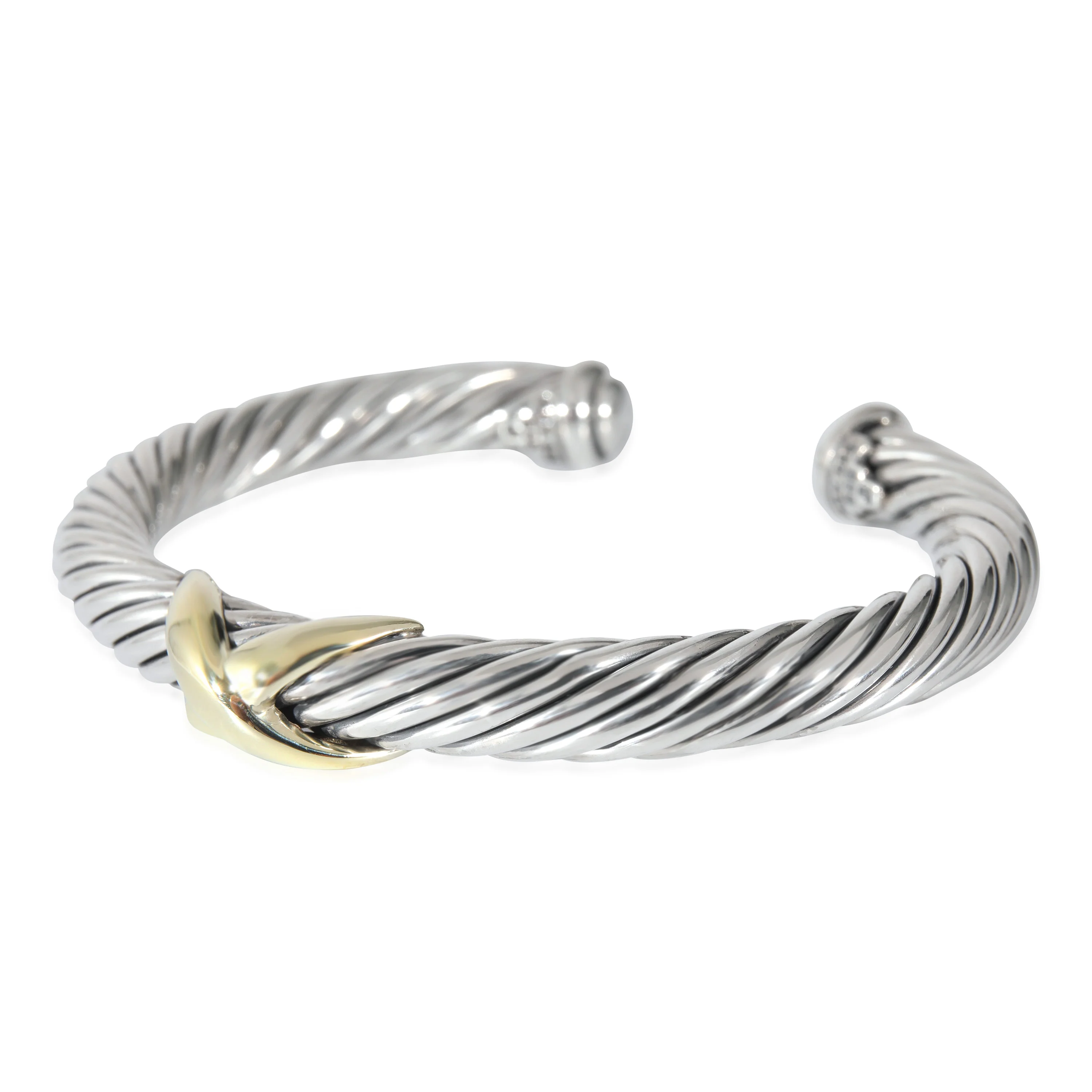 David Yurman Cable Collection Bracelet in 925 Yellow Gold/Sterling Silver, 7mm - Image 2