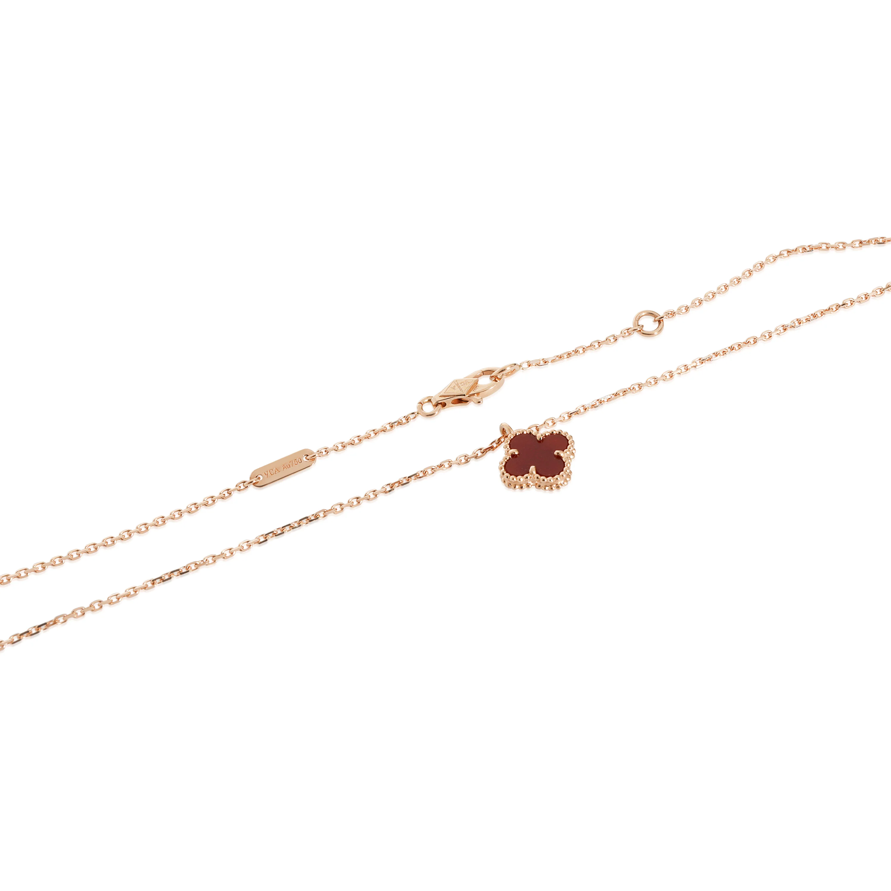 Van Cleef & Arpels Sweet Alhambra Carnelian Pendant in 18K Rose Gold - Image 2