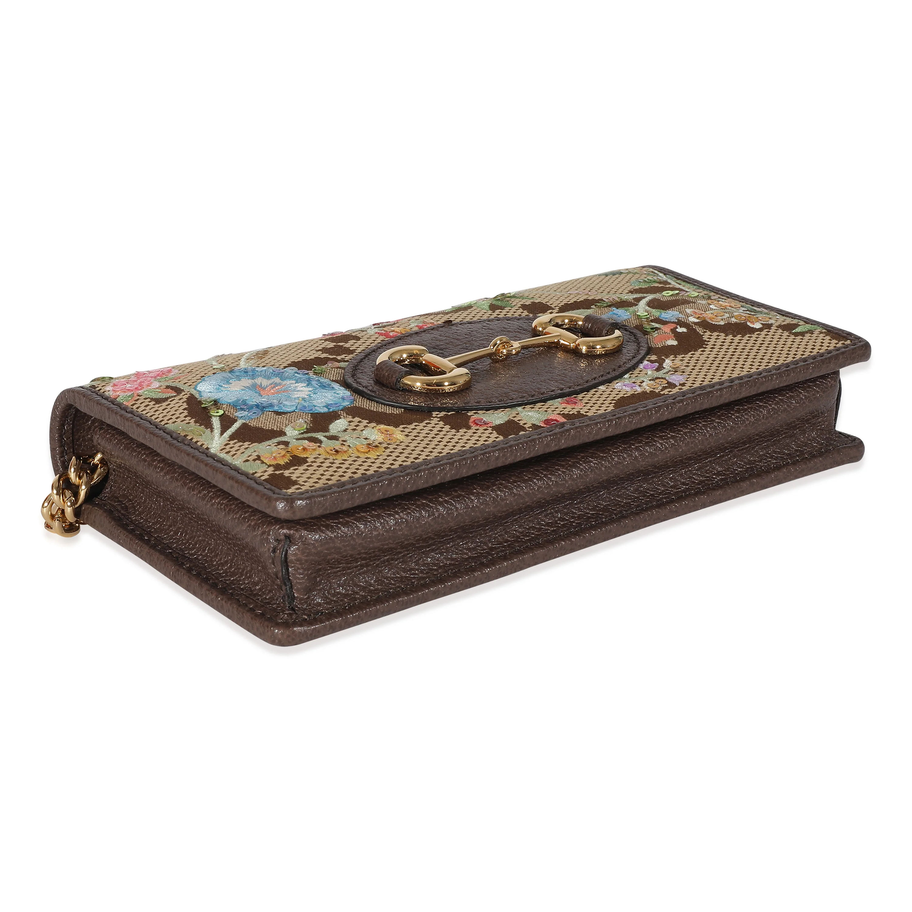 Gucci Monogram Jumbo GG Embroidered Horsebit 1955 Wallet On Chain - Image 5